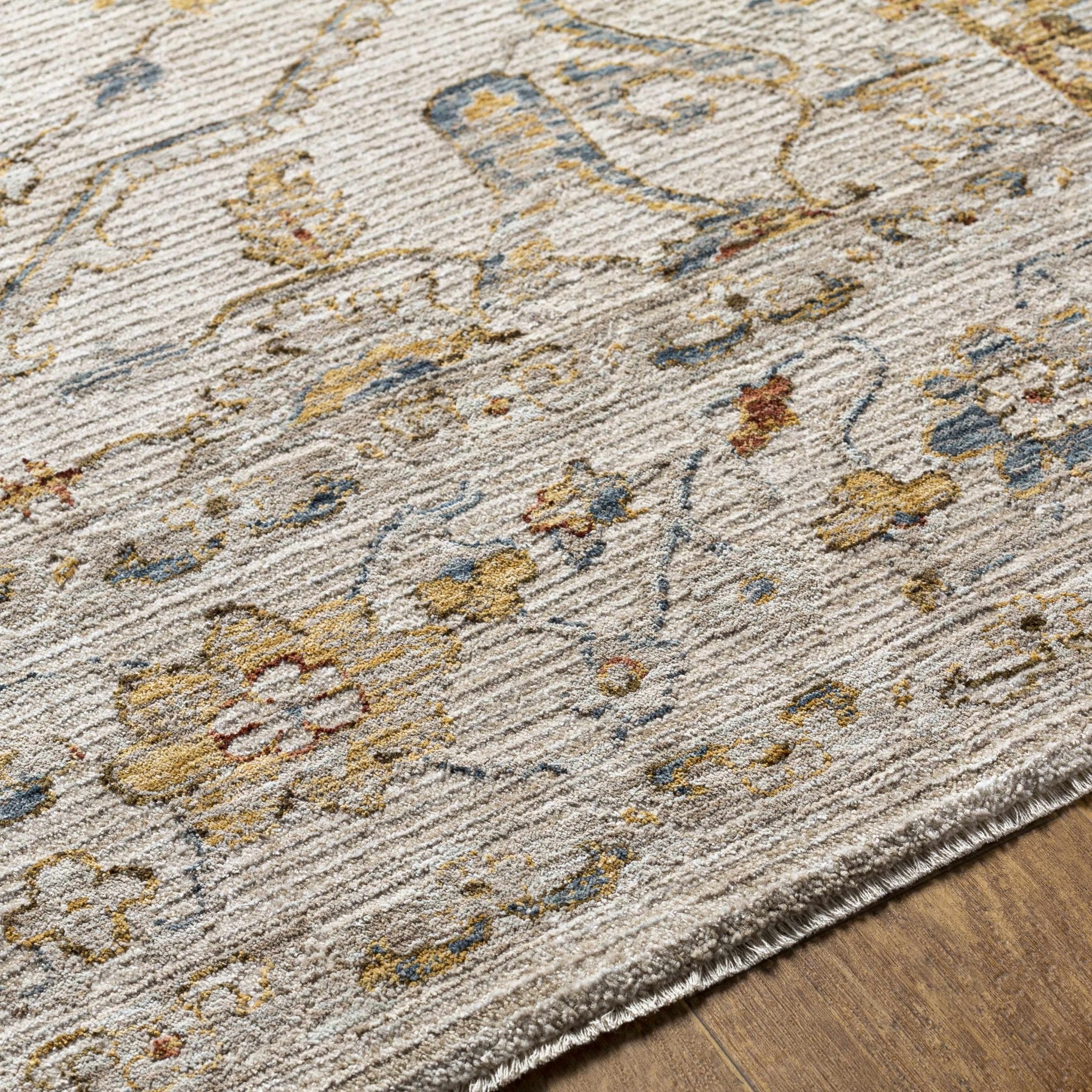 Cream And Gold Traditional Oushak Design Machine Woven Area Rug - Image 14