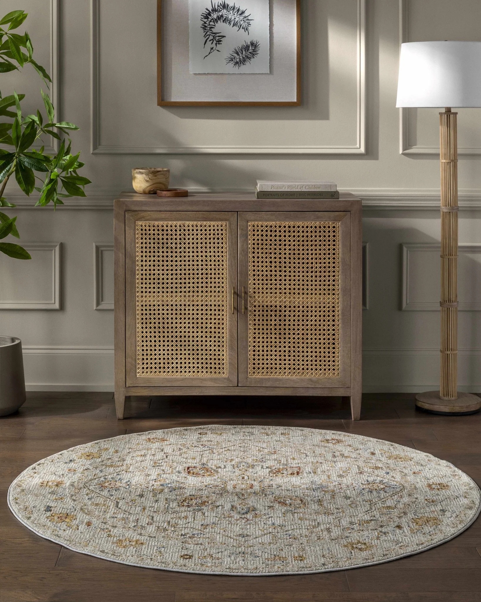Cream And Gold Traditional Oushak Design Machine Woven Area Rug - Image 4