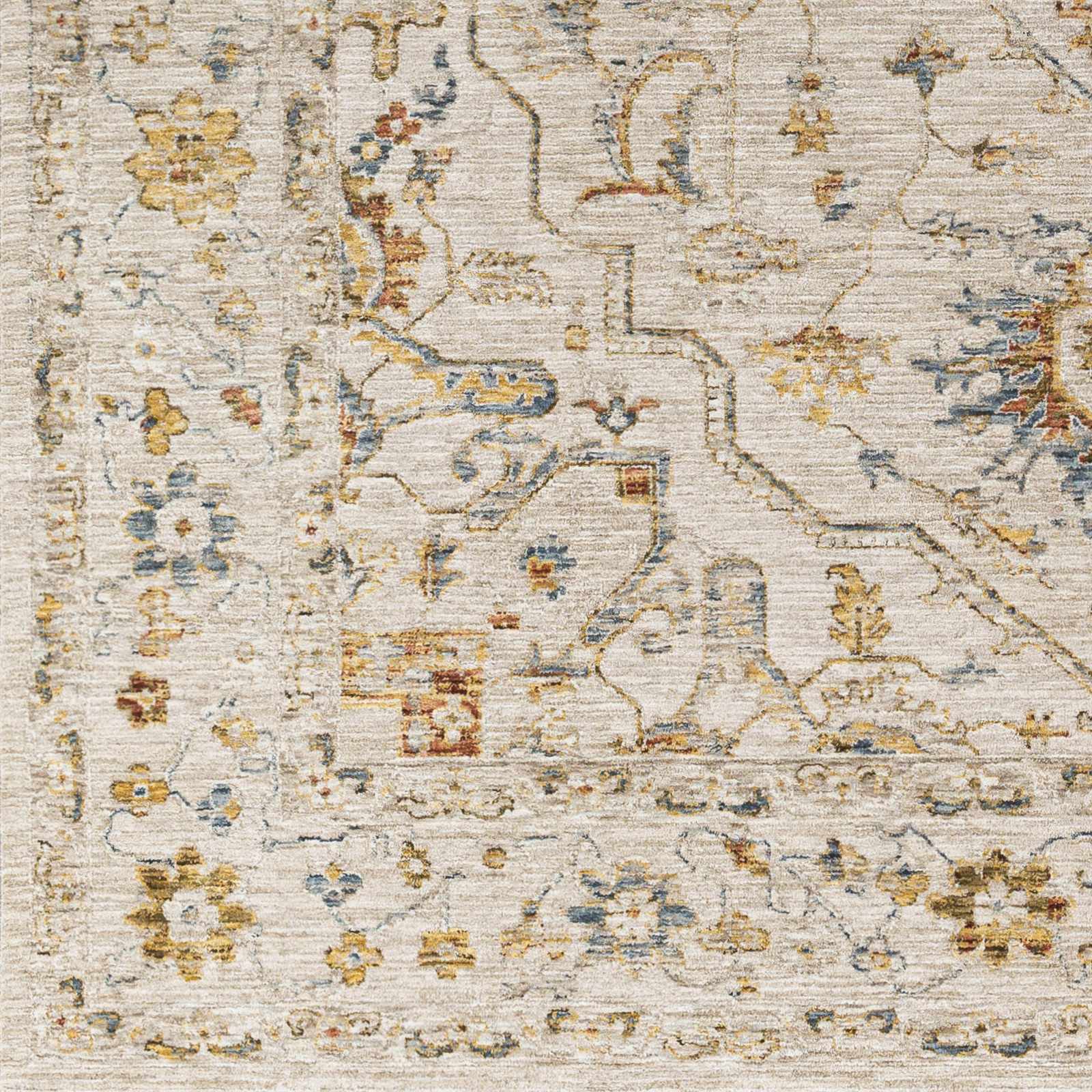 Cream And Gold Traditional Oushak Design Machine Woven Area Rug - Image 7