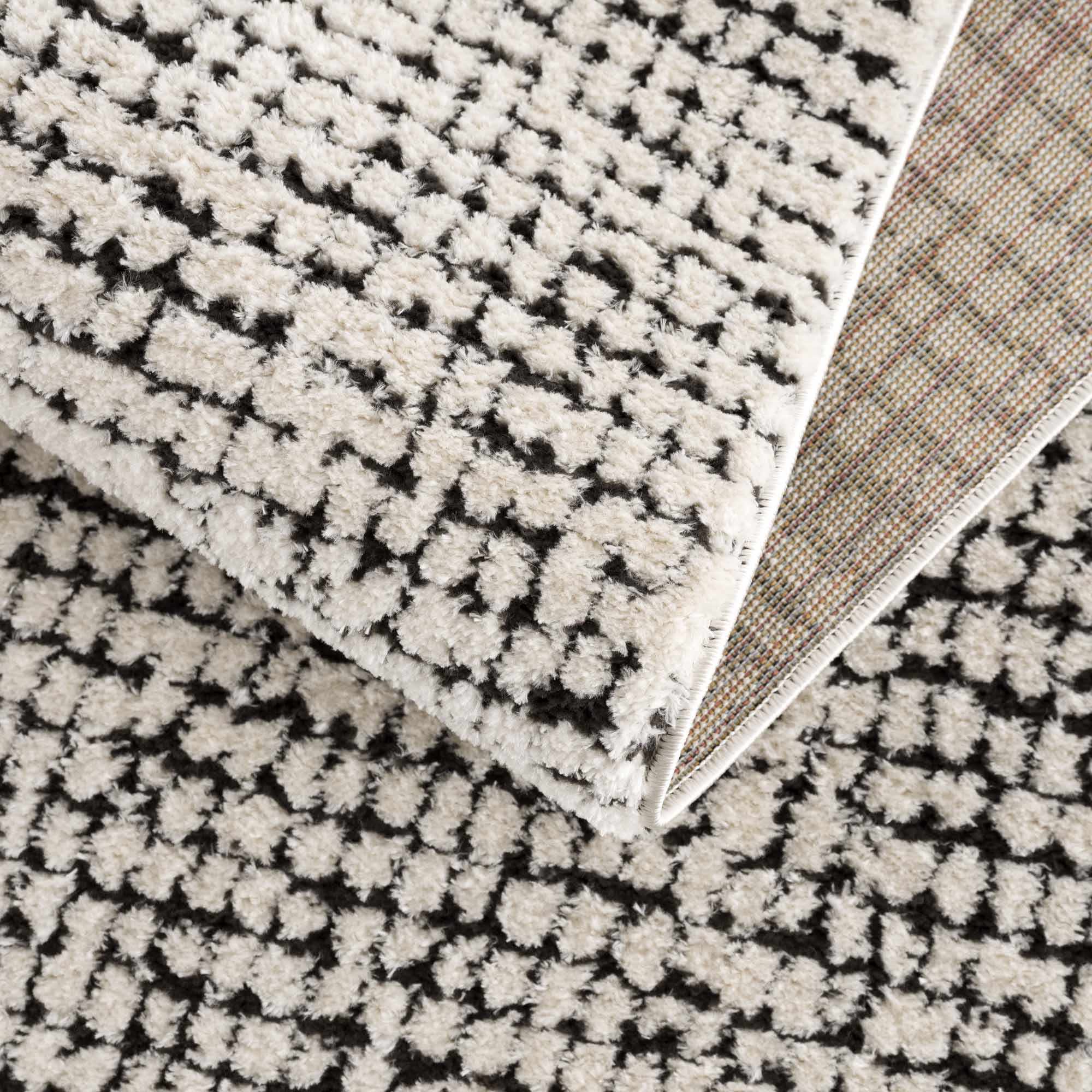 Cream & Black Grid Plush Rug - Image 19
