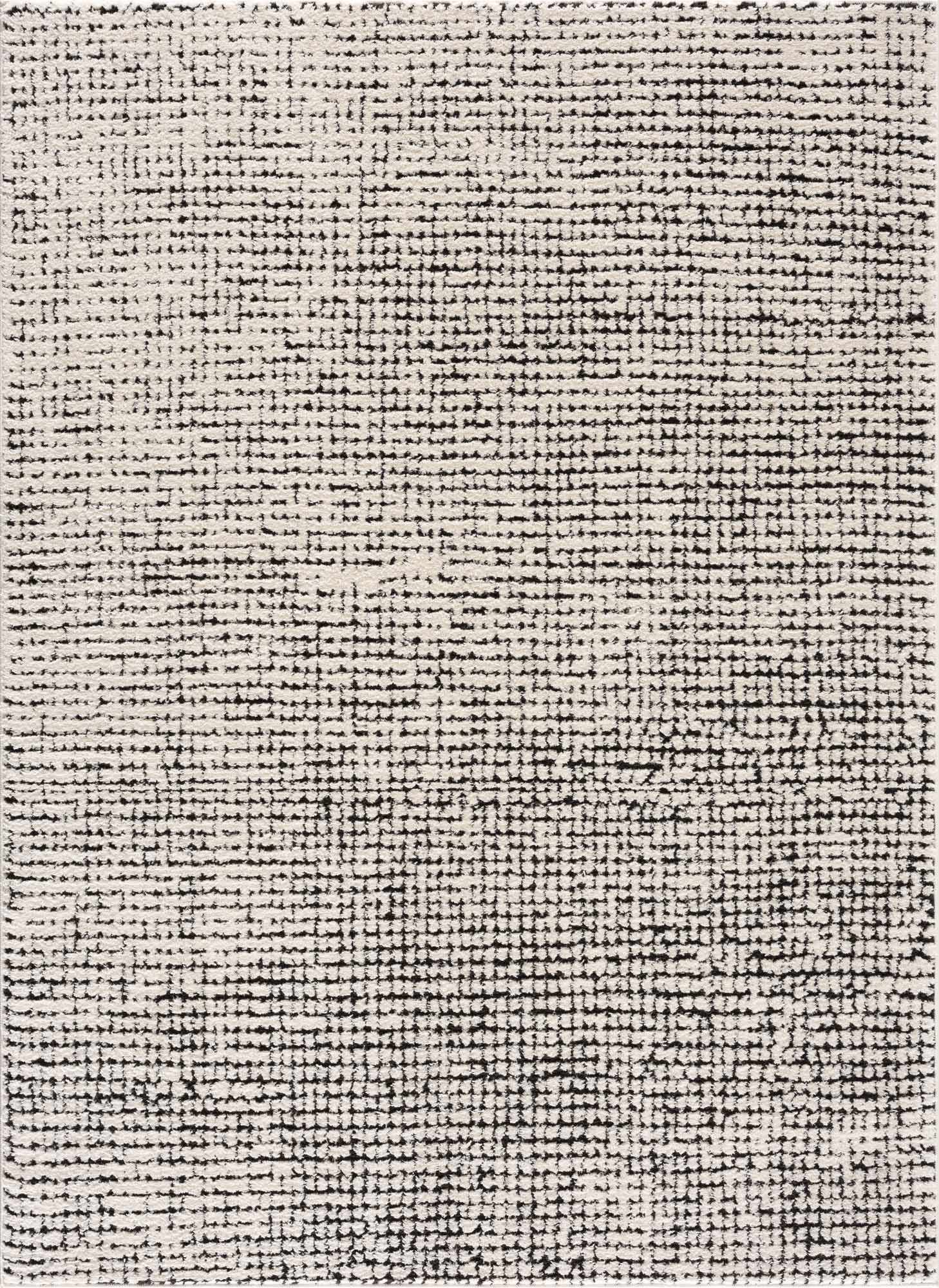 Cream & Black Grid Plush Rug - Image 2