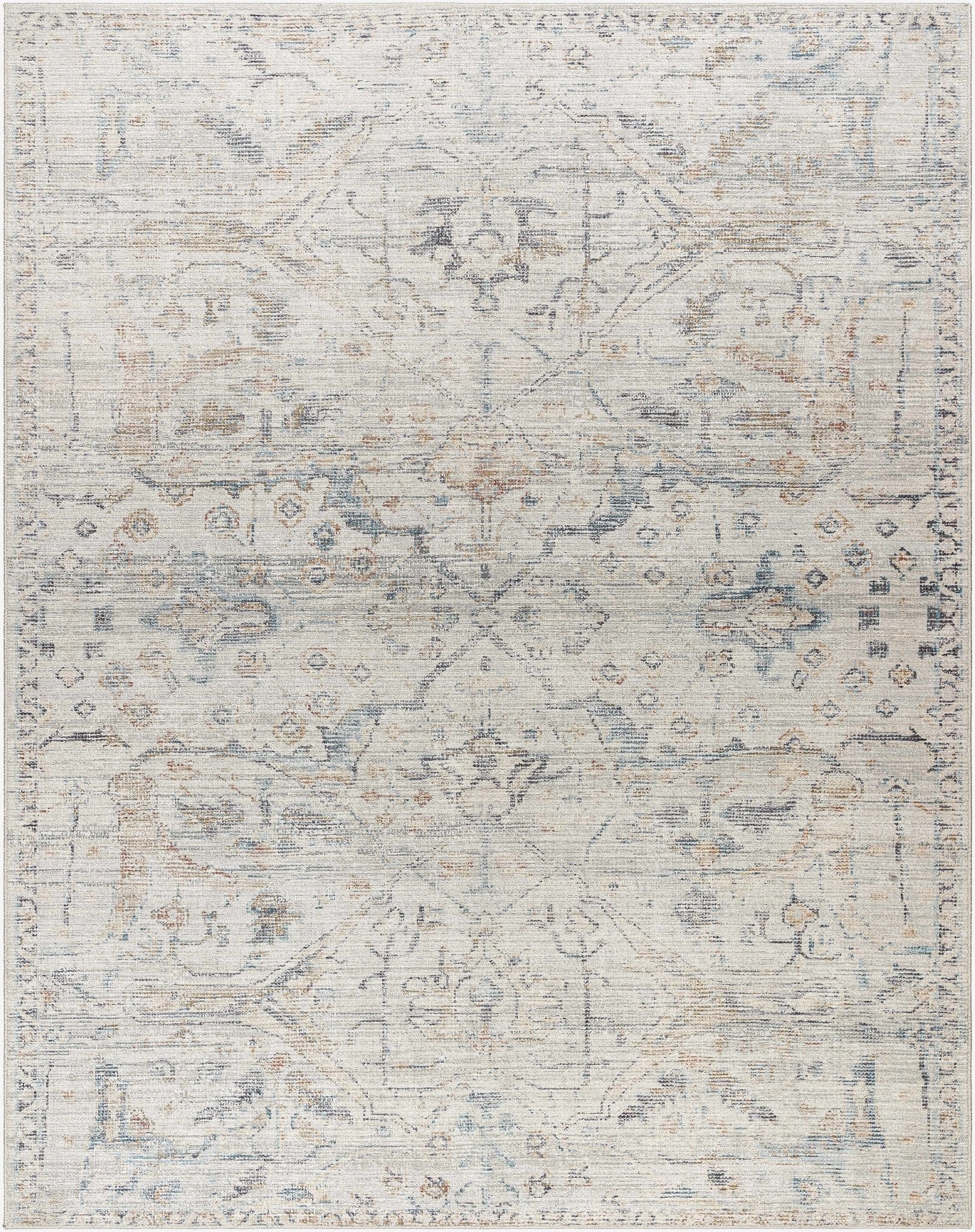 Cream & Blue Traditional Style Area Rug - Image 2