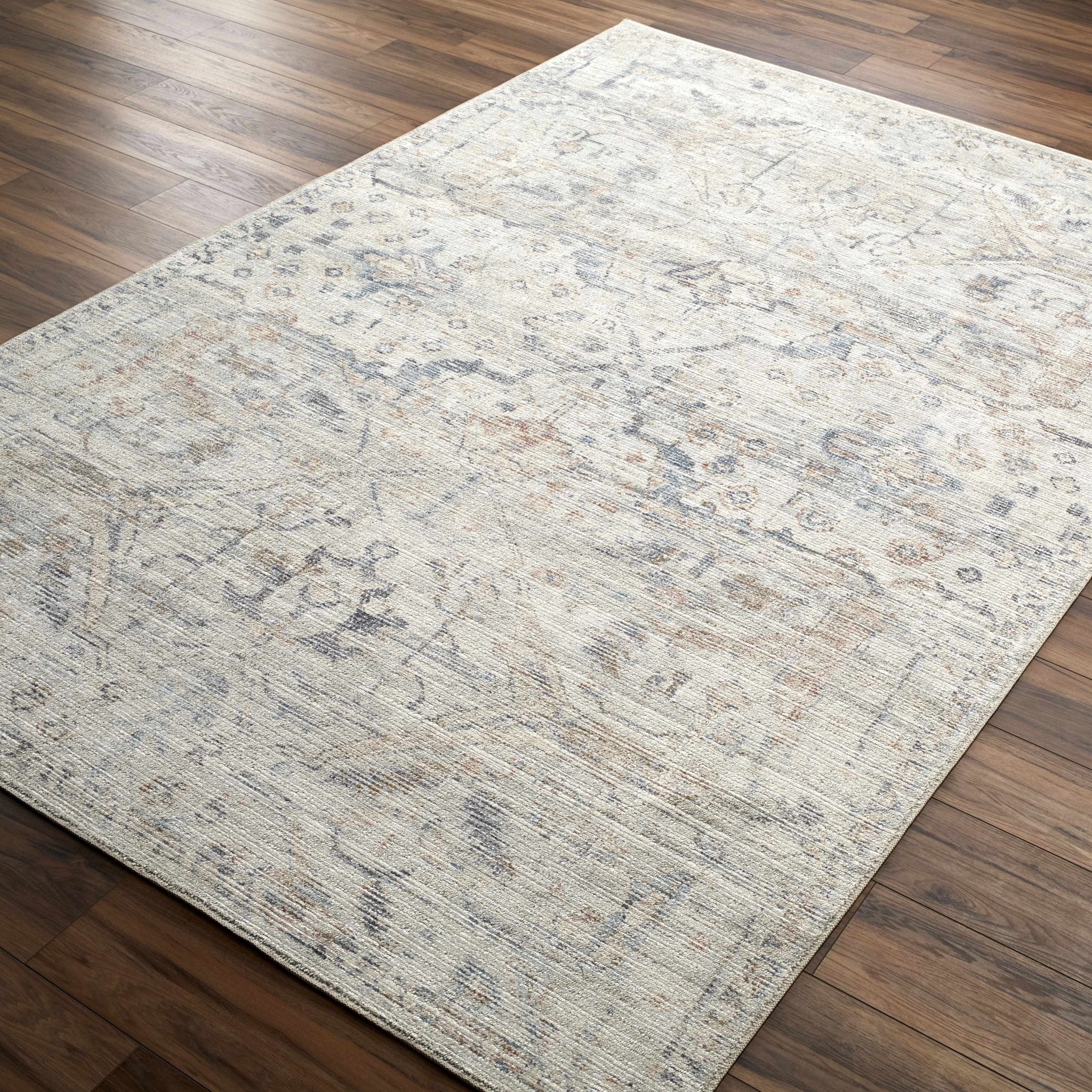 Cream & Blue Traditional Style Area Rug - Image 4