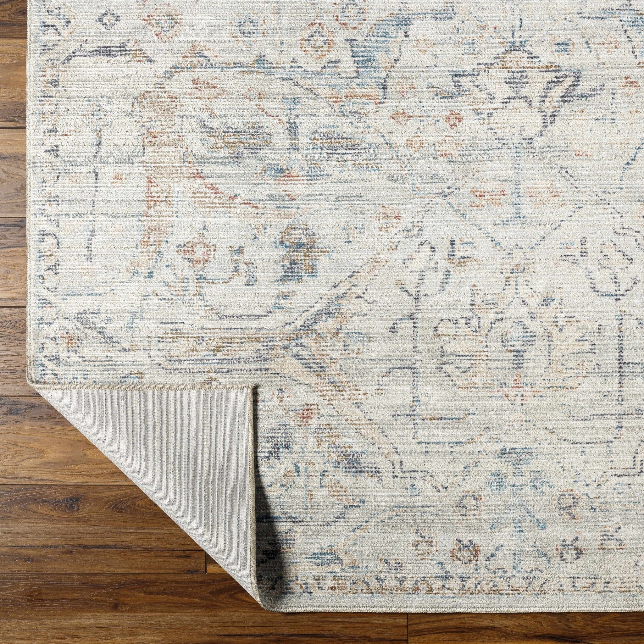 Cream & Blue Traditional Style Area Rug - Image 5