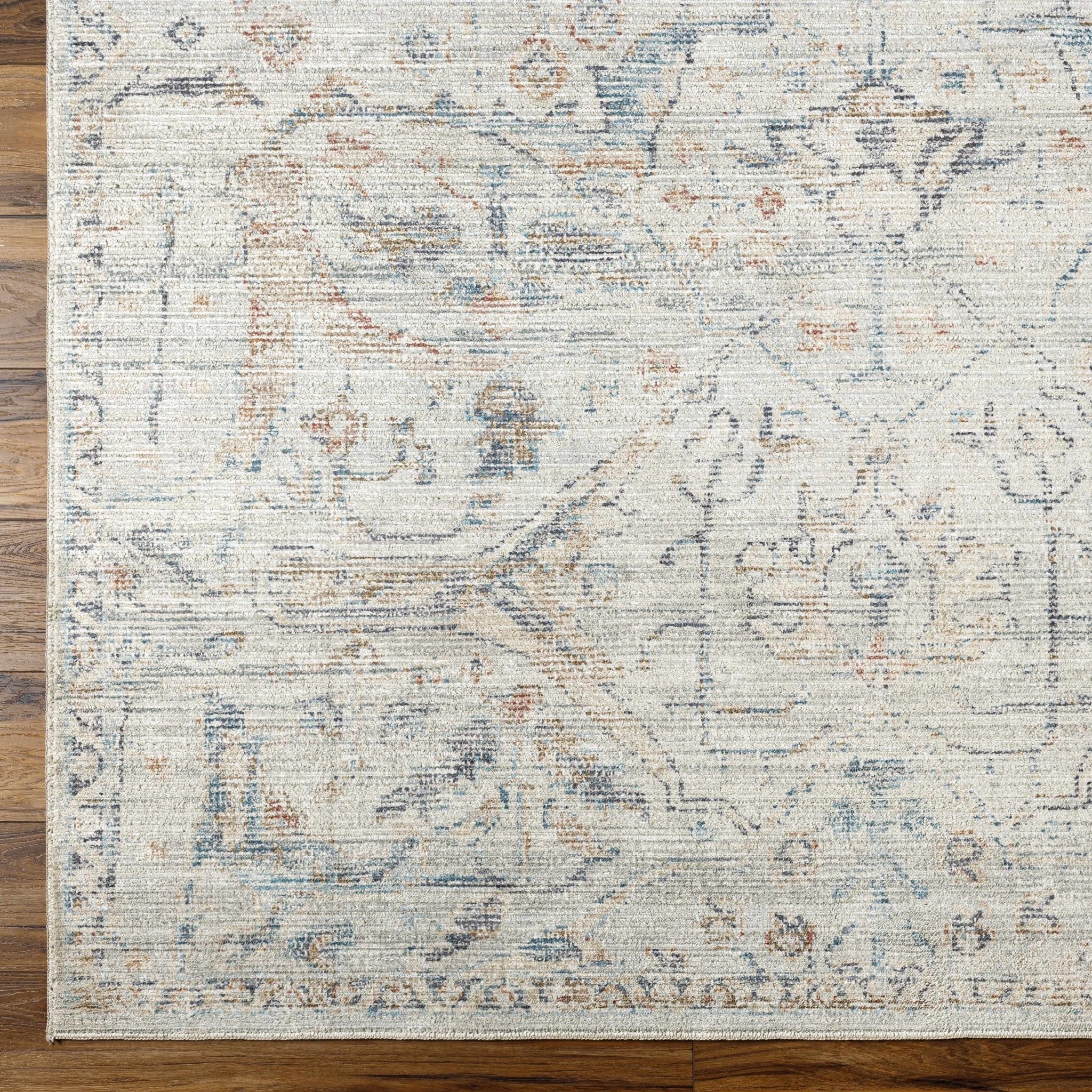 Cream & Blue Traditional Style Area Rug - Image 6