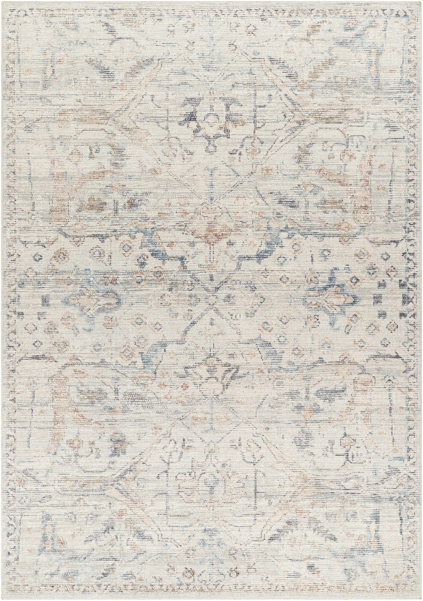 Cream & Blue Traditional Style Area Rug - Image 8