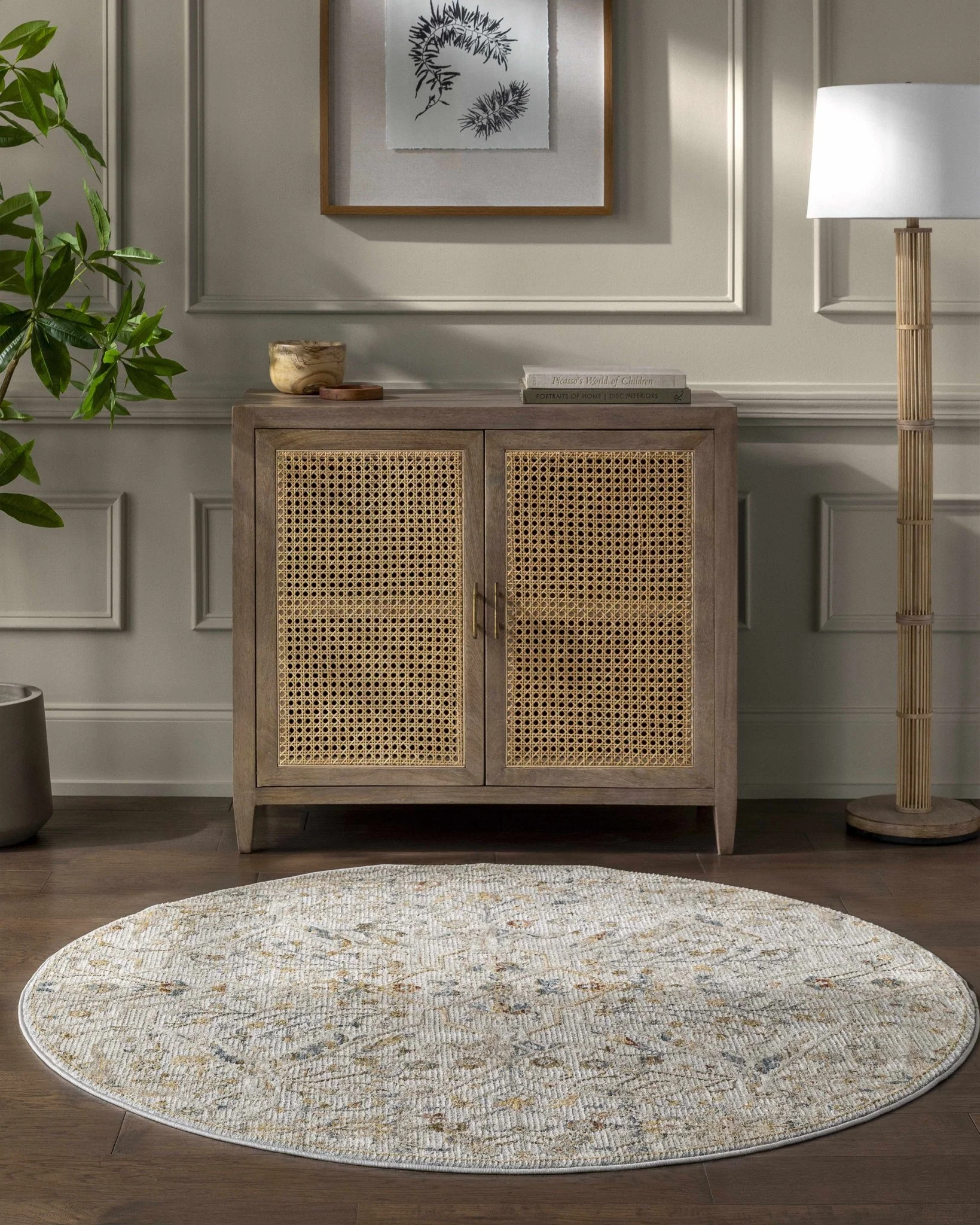 Cream Traditional Oushak Design Machine Woven Rug - Image 10