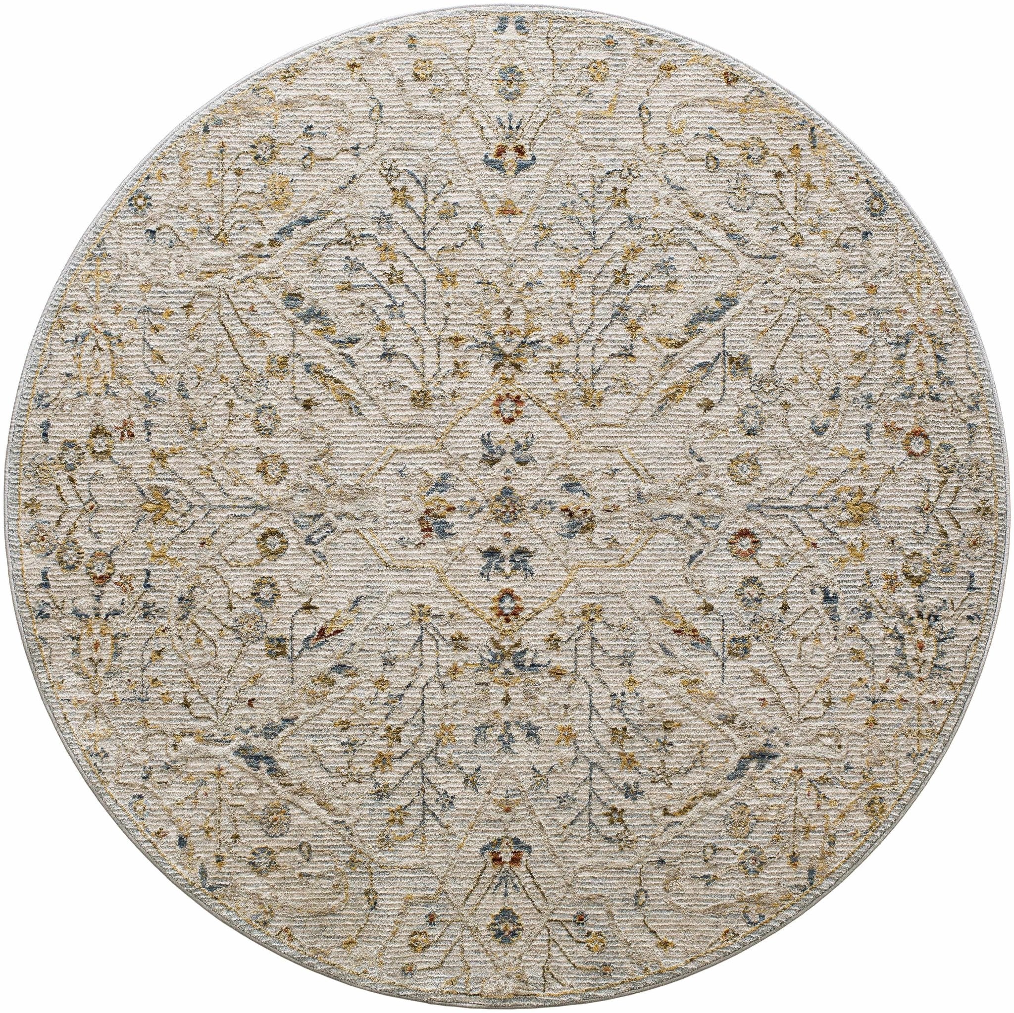 Cream Traditional Oushak Design Machine Woven Rug - Image 11