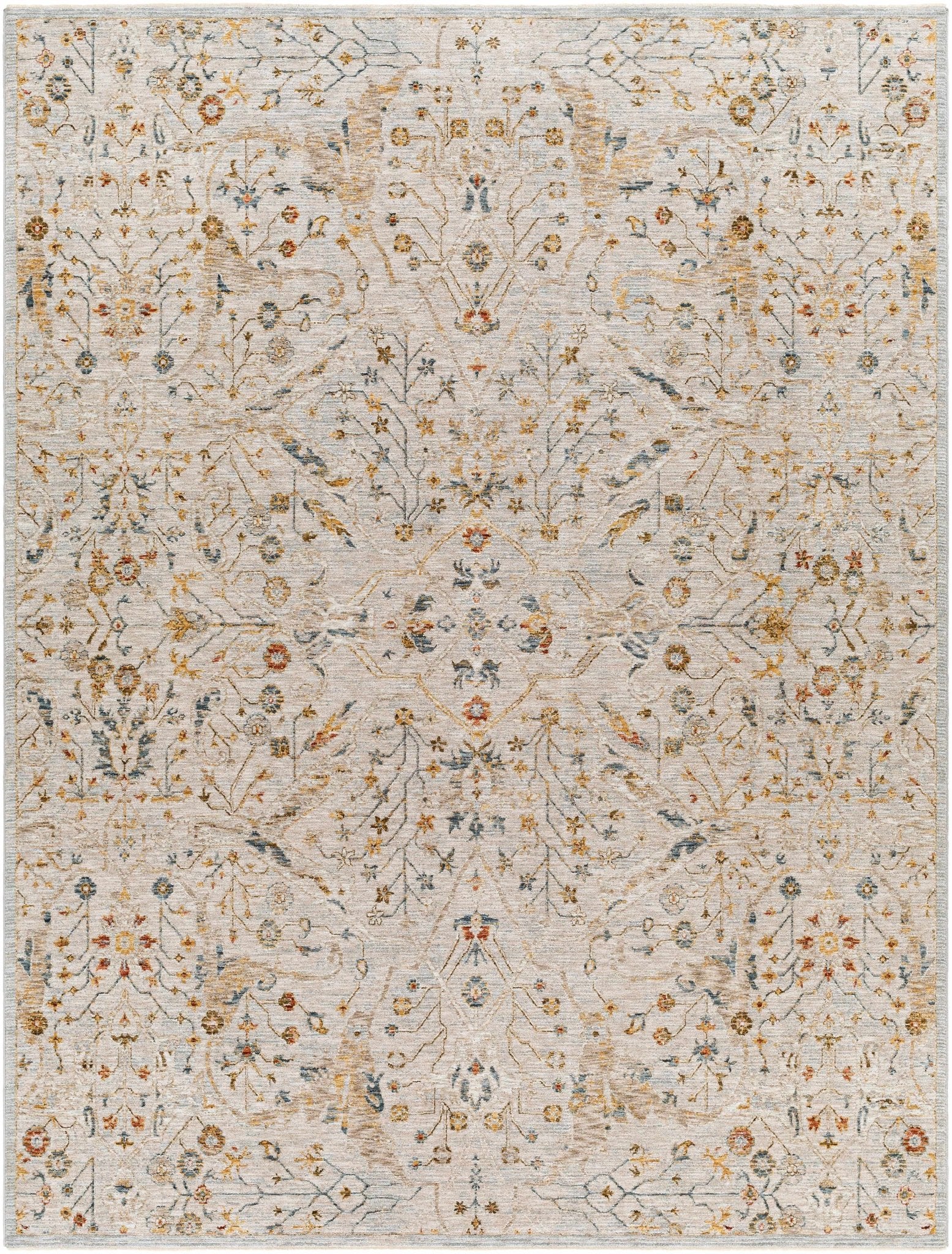 Cream Traditional Oushak Design Machine Woven Rug - Image 13