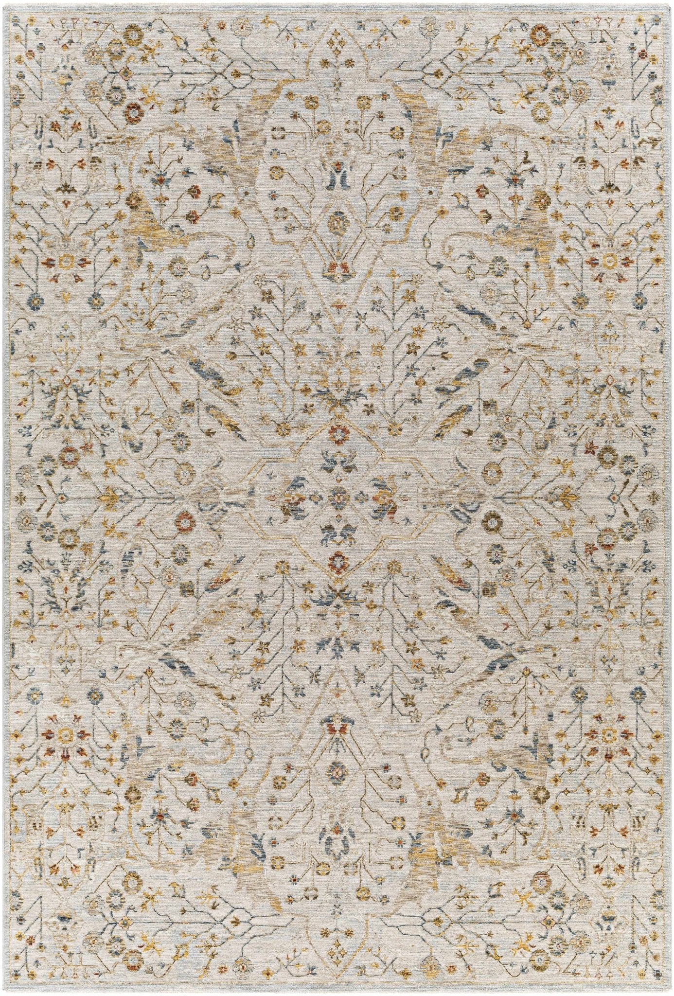 Cream Traditional Oushak Design Machine Woven Rug - Image 15