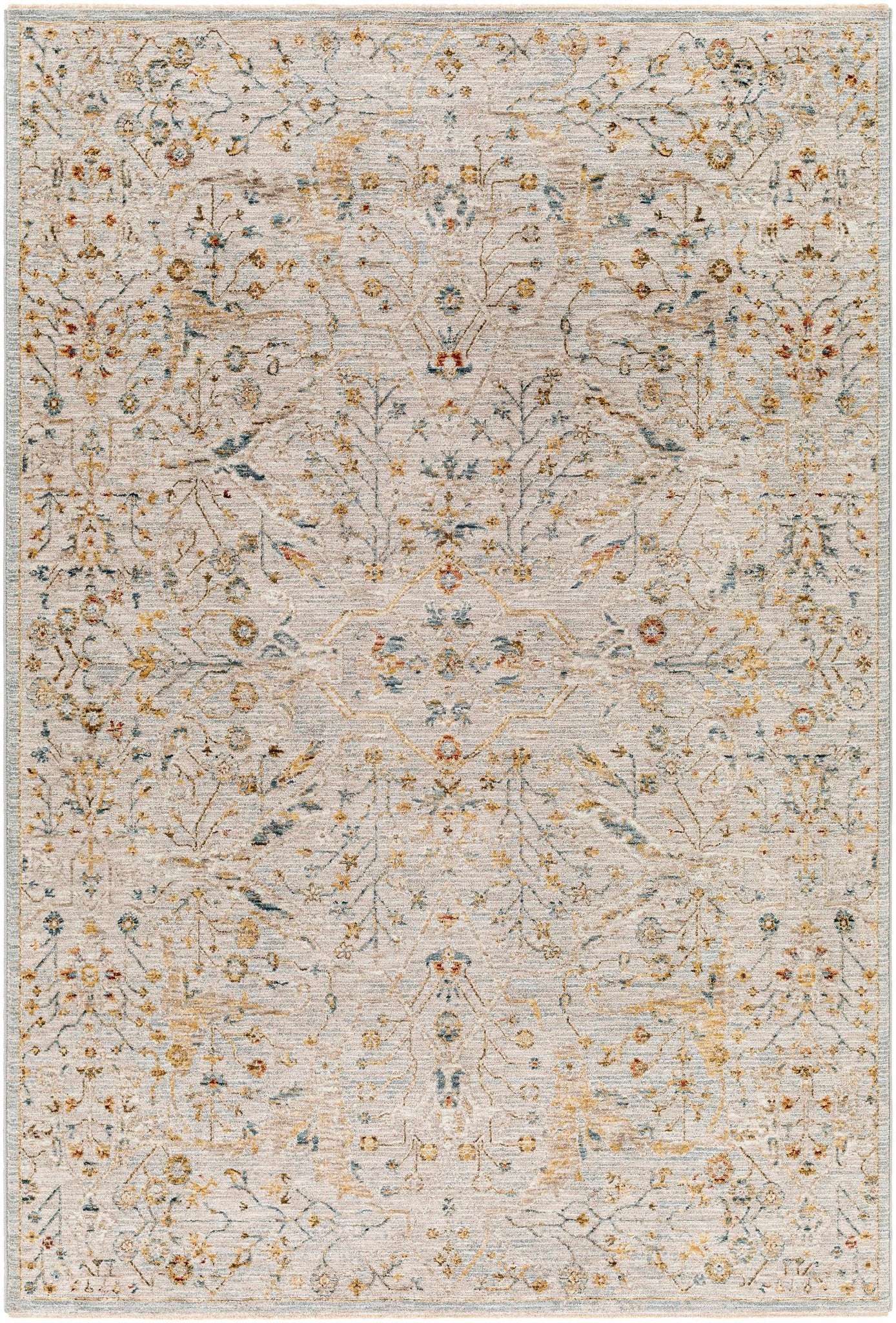 Cream Traditional Oushak Design Machine Woven Rug - Image 2