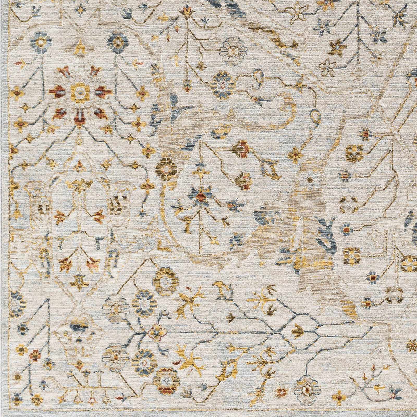 Cream Traditional Oushak Design Machine Woven Rug - Image 8