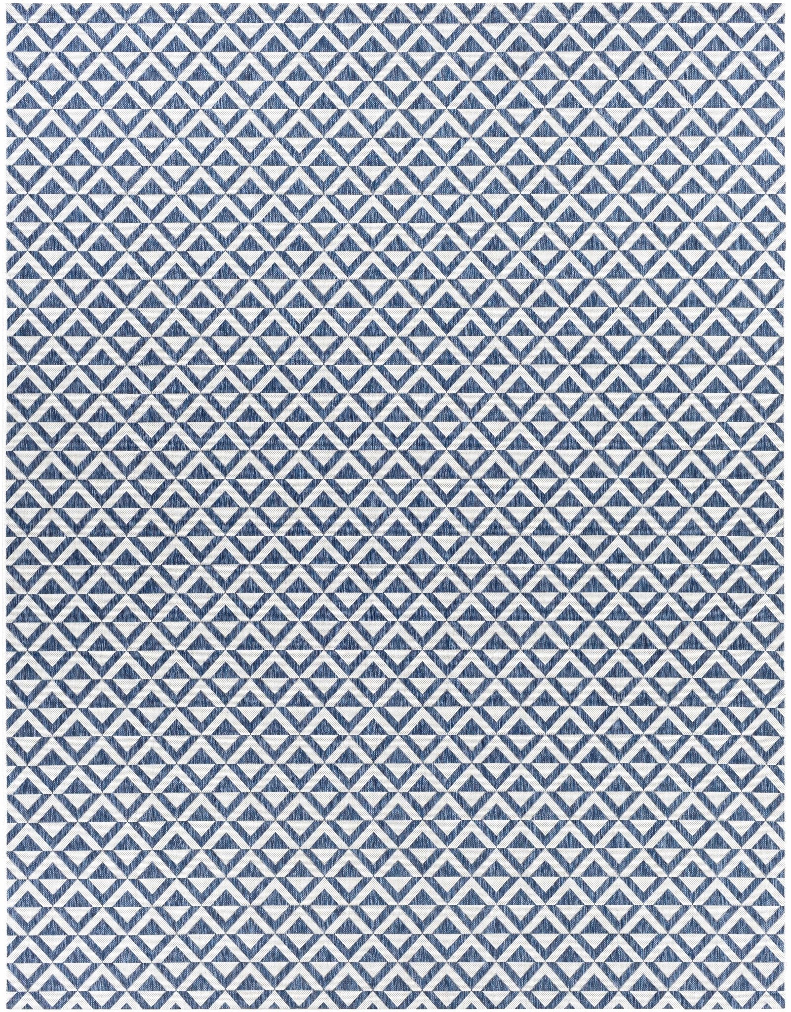 Cumby Denim Geometric Chevron Blue And White Machine Woven Outdoor Area Carpet - Image 8