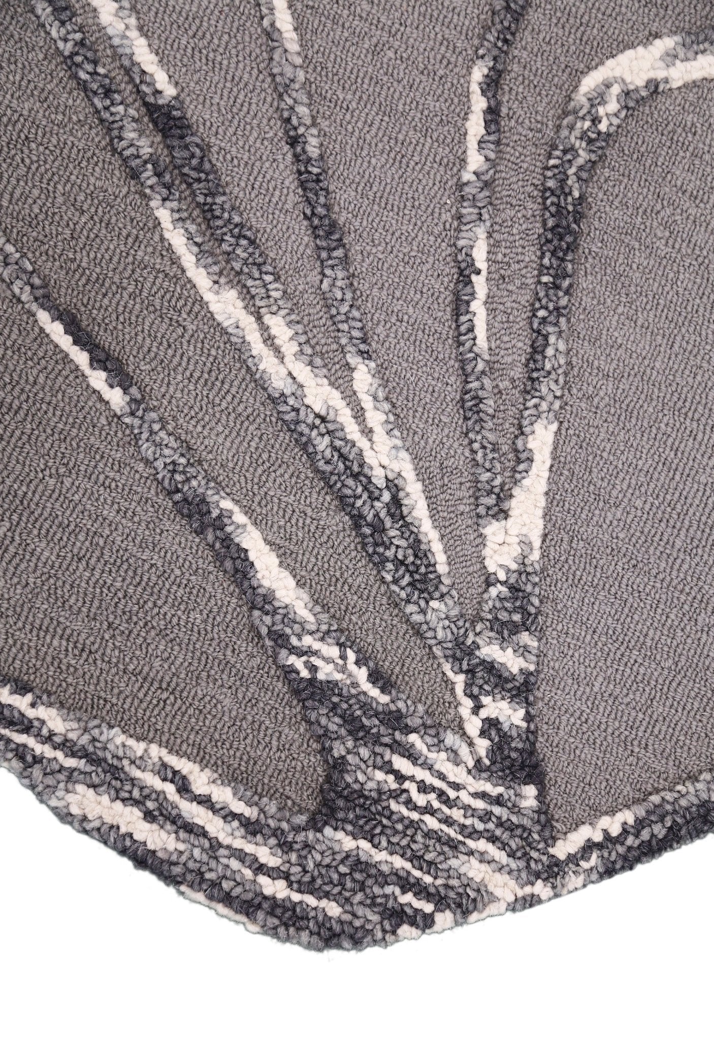 Gem Curved Stripes Gray Hand Tufted 5x5 Wool Area Rug - Image 3