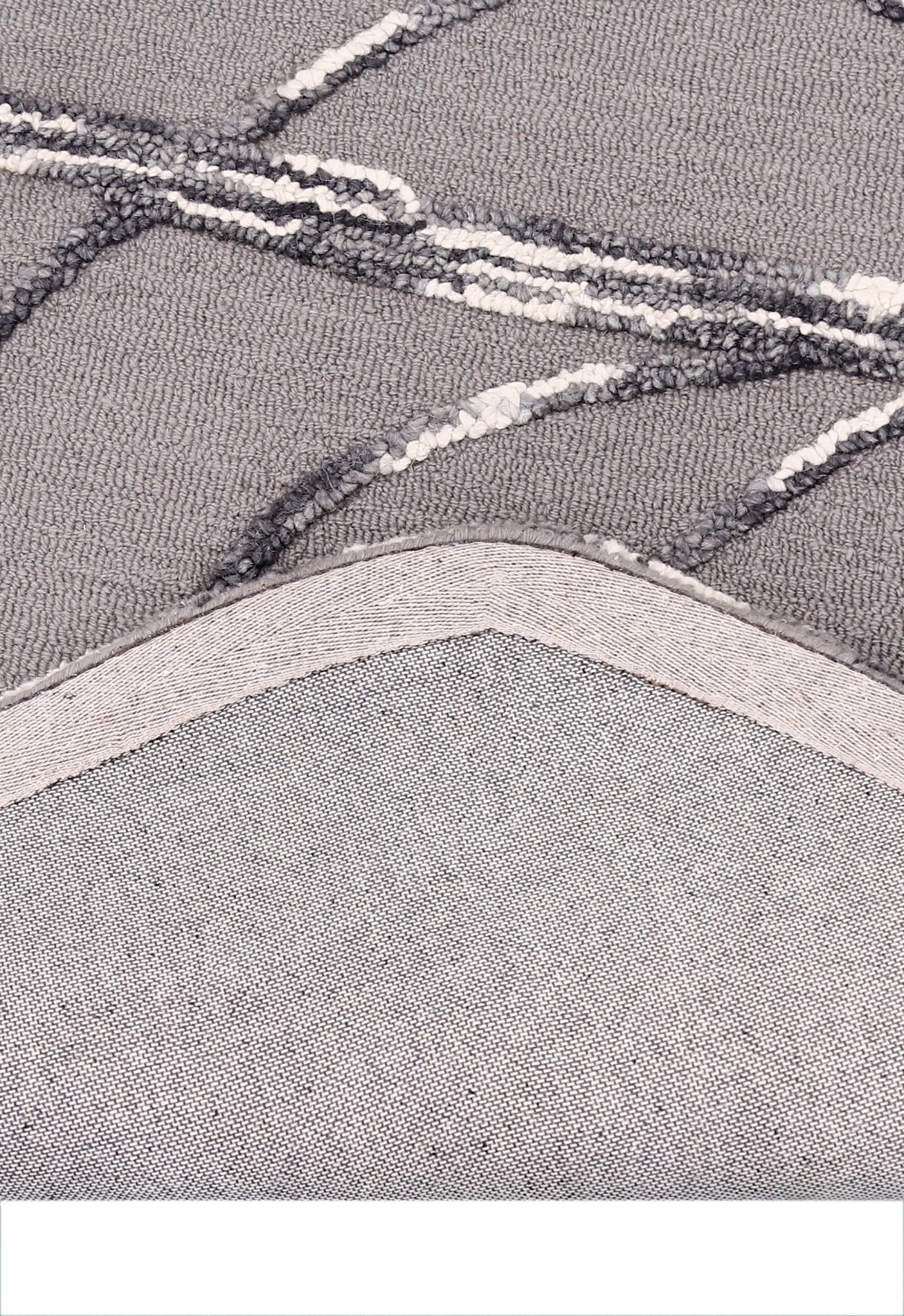 Gem Curved Stripes Gray Hand Tufted 5x5 Wool Area Rug - Image 4