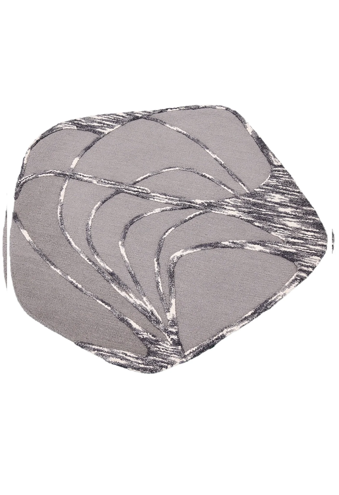 Gem Curved Stripes Gray Hand Tufted 5x5 Wool Area Rug - Image 8