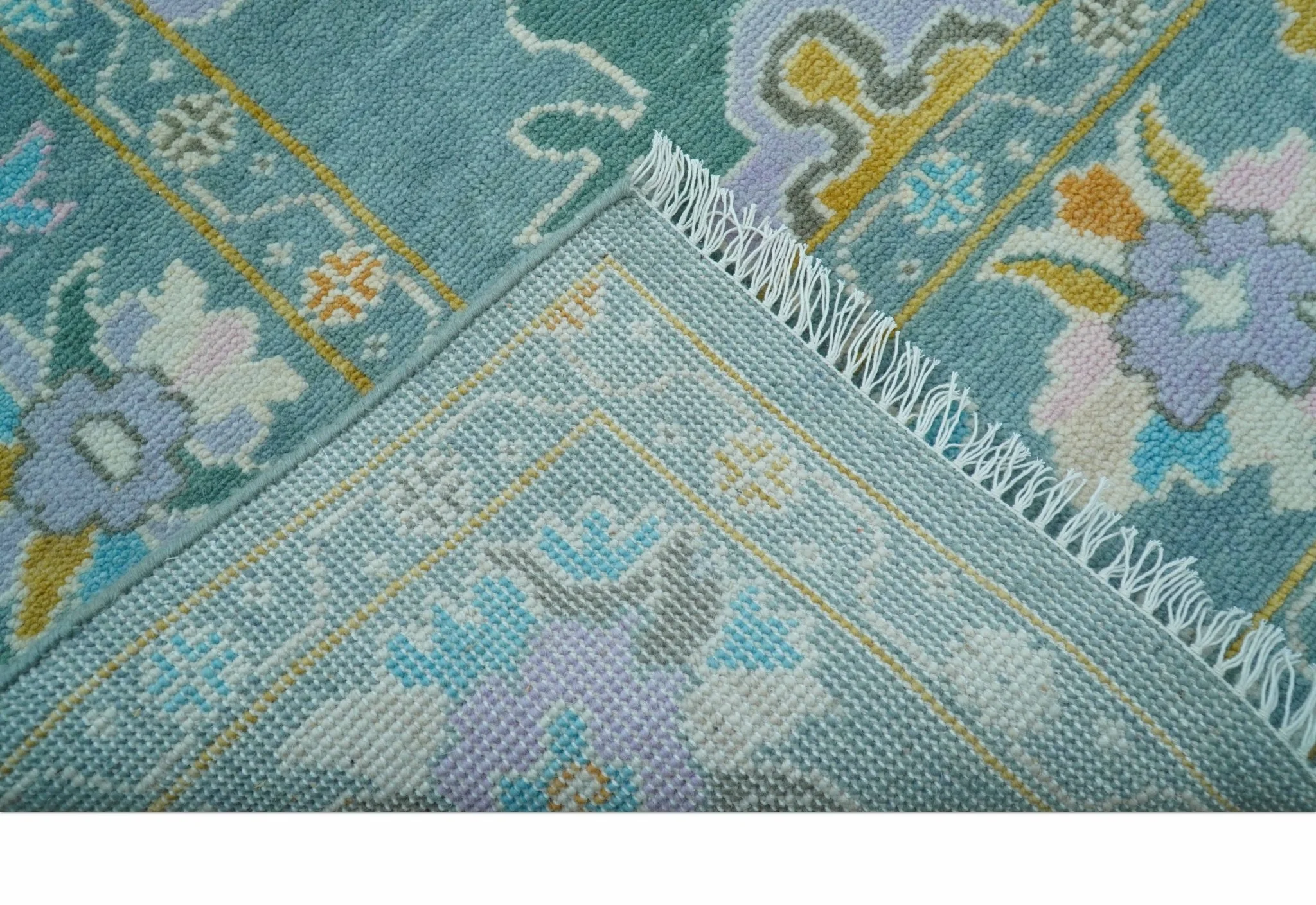 Custom Made Antique Blue Traditional Oushak Design Hand Knotted Wool Area Rug - Image 5
