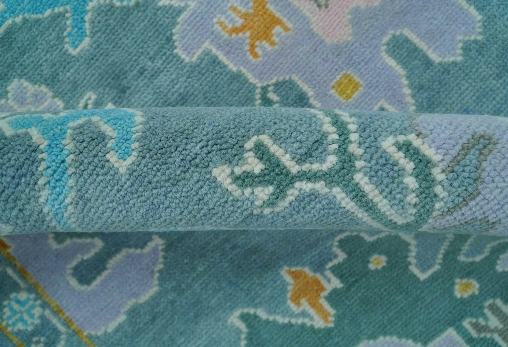 Custom Made Antique Blue Traditional Oushak Design Hand Knotted Wool Area Rug - Image 9