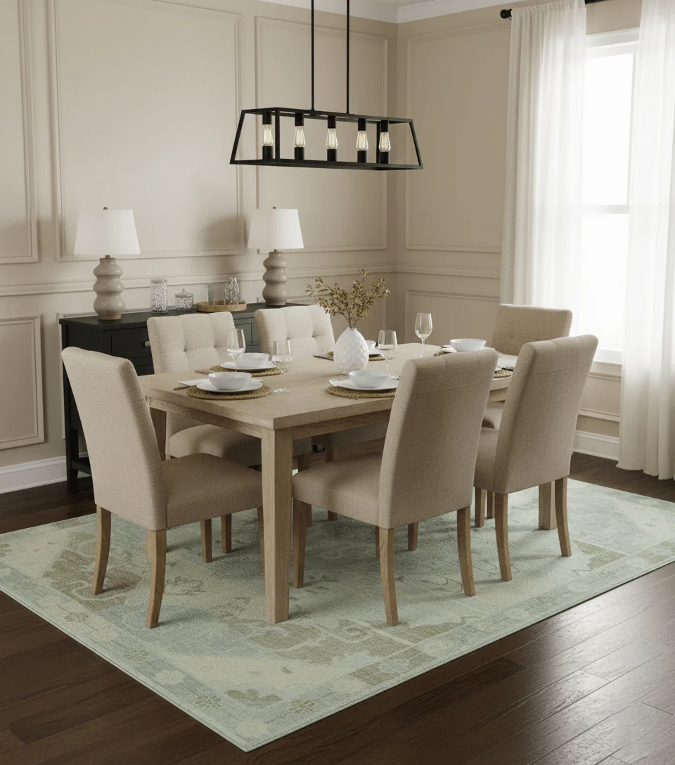 Custom Made Beige And Blue Traditional Turkish Design Hand knotted Wool Rug - Image 2
