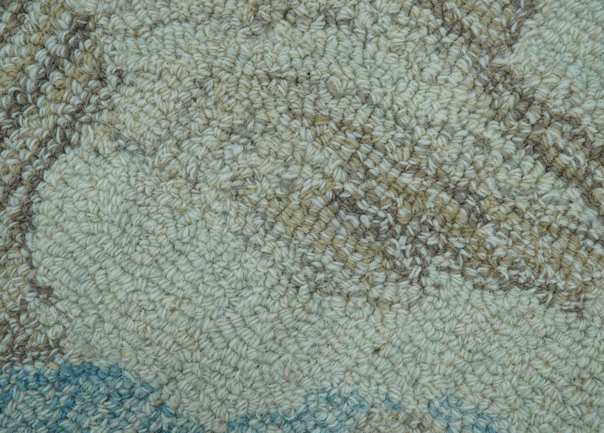 Custom Made Beige And Brown Traditional Floral Pattern Hand Tufted Wool Area Rug - Image 6
