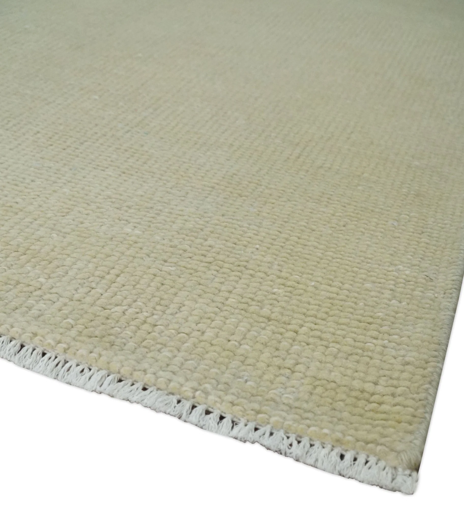 Custom Made Beige Modern Solid Hand knotted wool Area Rug - Image 5