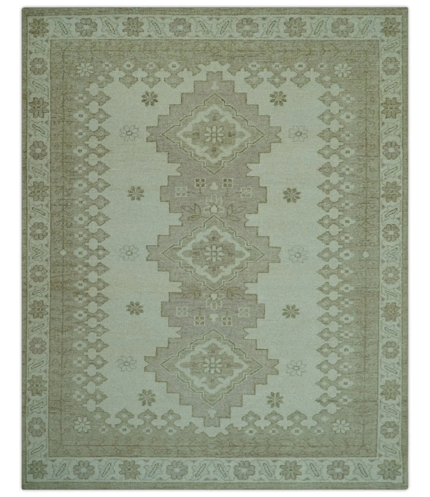 Custom Made Beige Traditional Turkish Design Hand knotted Wool Area Rug - Image 10
