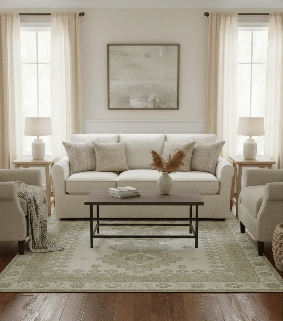 Custom Made Beige Traditional Turkish Design Hand knotted Wool Area Rug - Image 2