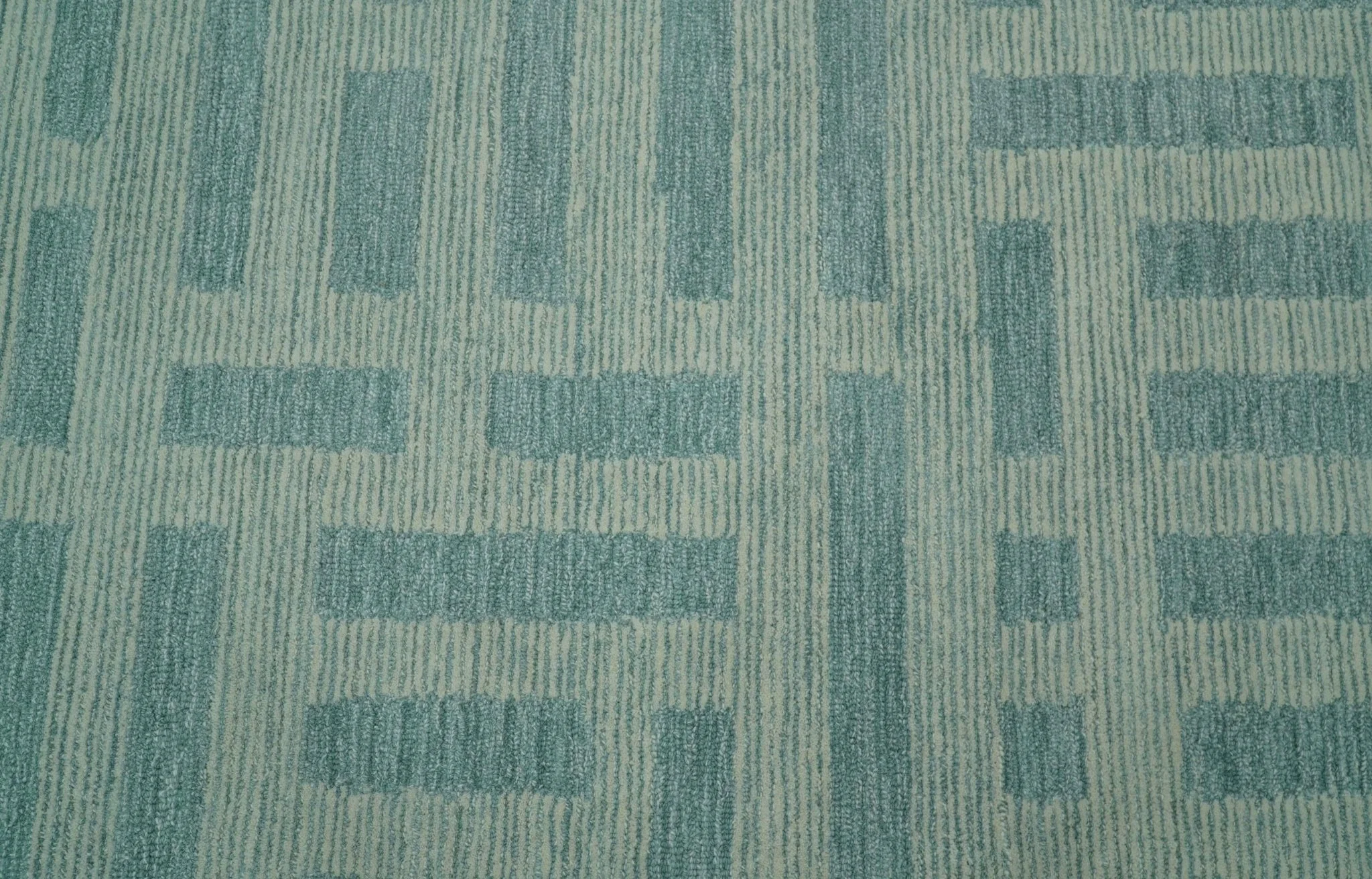 Custom Made Blue And Ivory Modern Abstract Pattern Hand Tufted Wool Area Rug - Image 6