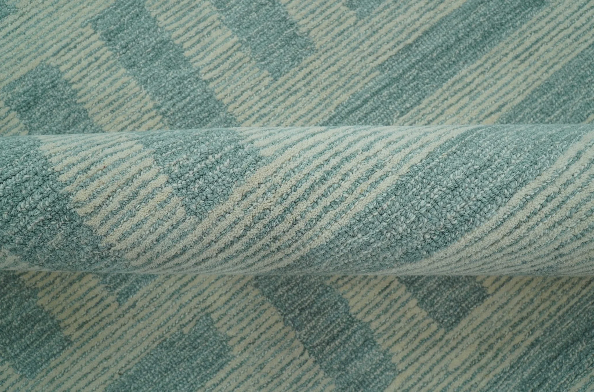 Custom Made Blue And Ivory Modern Abstract Pattern Hand Tufted Wool Area Rug - Image 7
