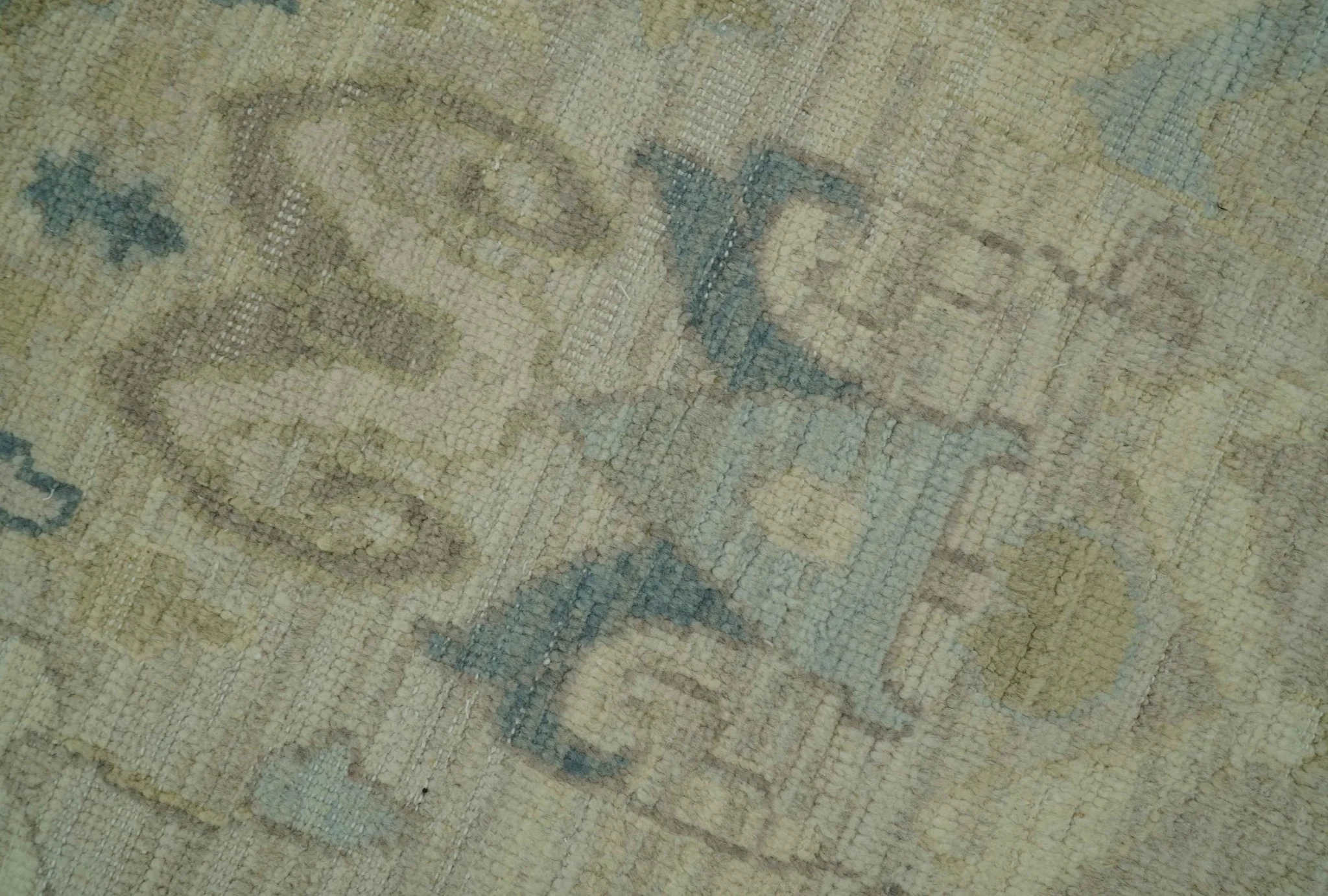 Custom Made Blue And Beige Modern Ikat Design Hand Knotted Wool Area Rug - Image 7