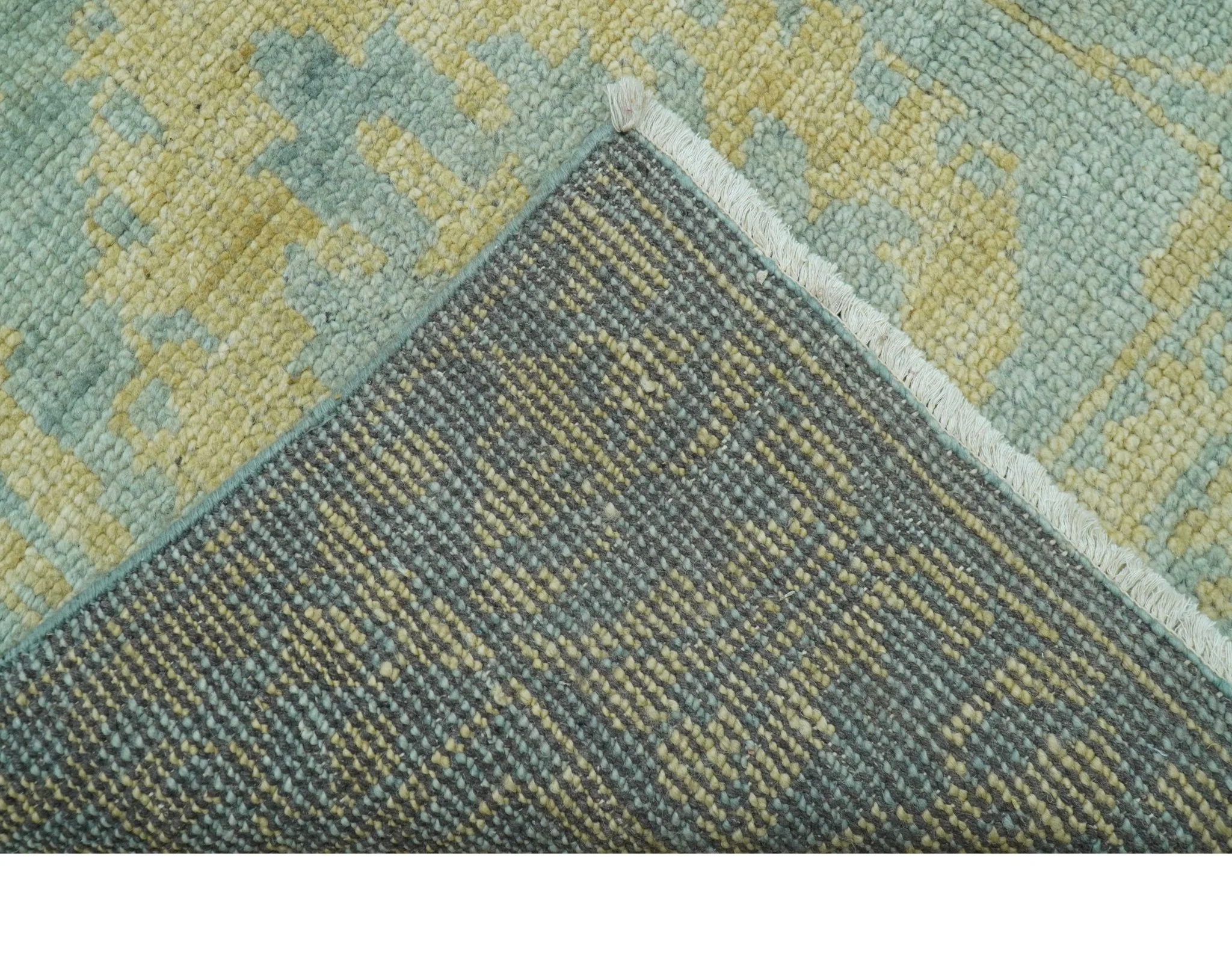 Custom Made Blue And Beige Traditional Floral Hand Knotted Wool Rug - Image 6