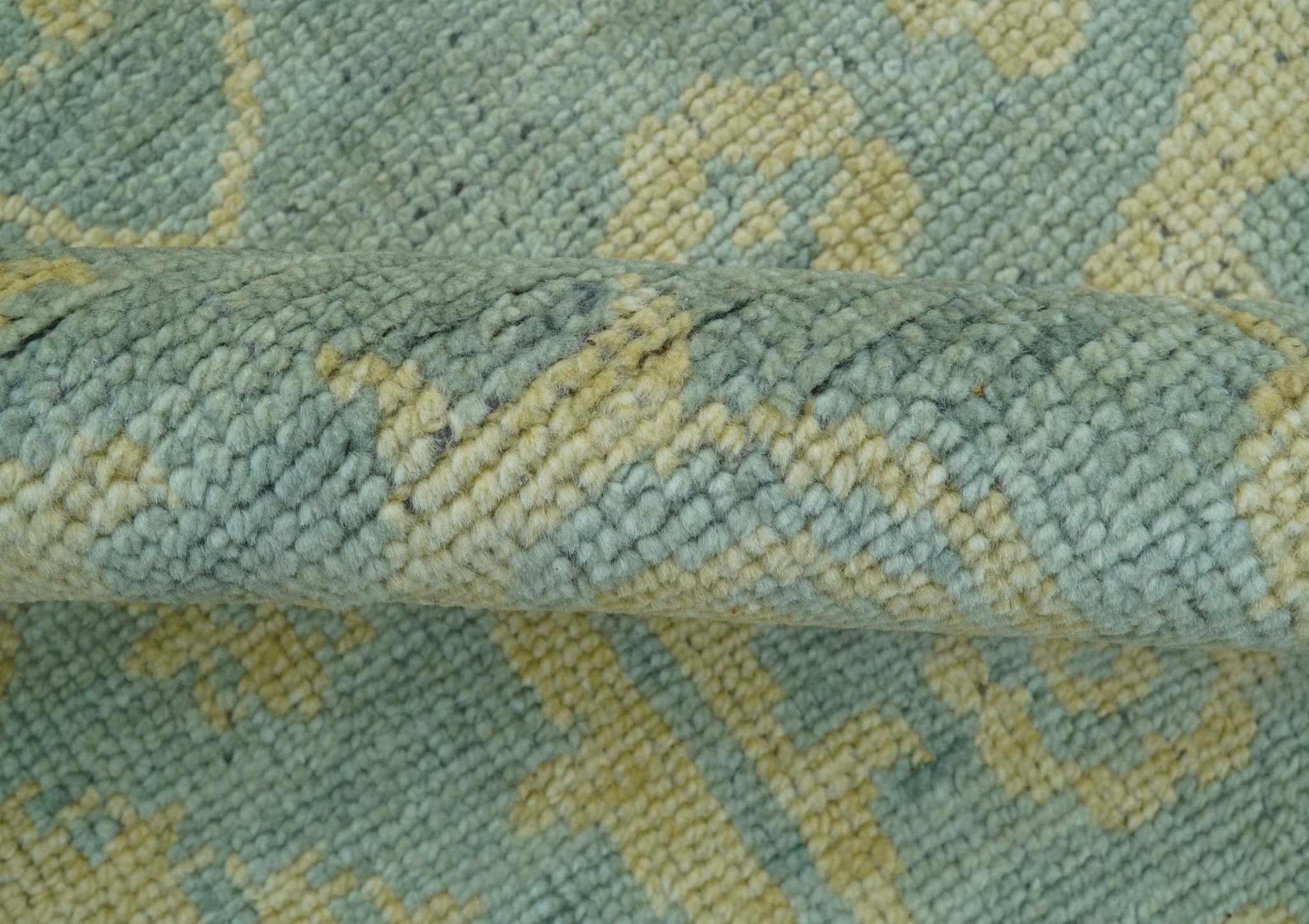 Custom Made Blue And Beige Traditional Floral Hand Knotted Wool Rug - Image 9