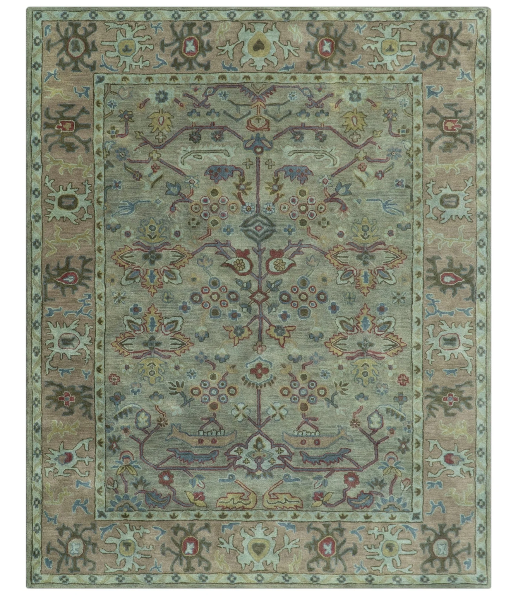 Custom Made Beige and peach Traditional Oushak Design Hand Tufted Wool Rug - Image 11