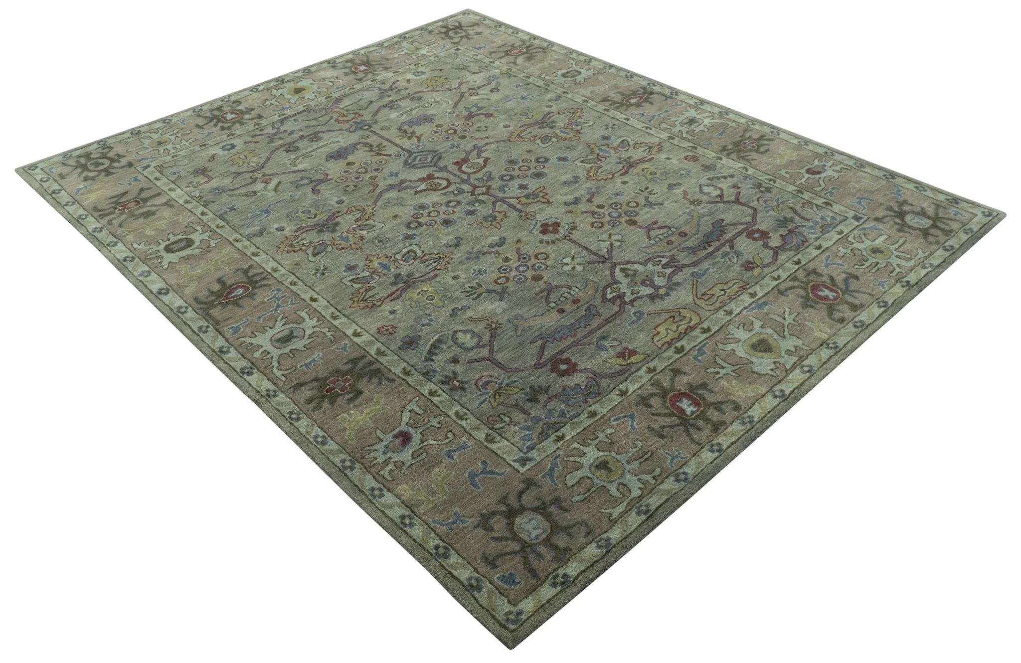 Custom Made Beige and peach Traditional Oushak Design Hand Tufted Wool Rug - Image 13