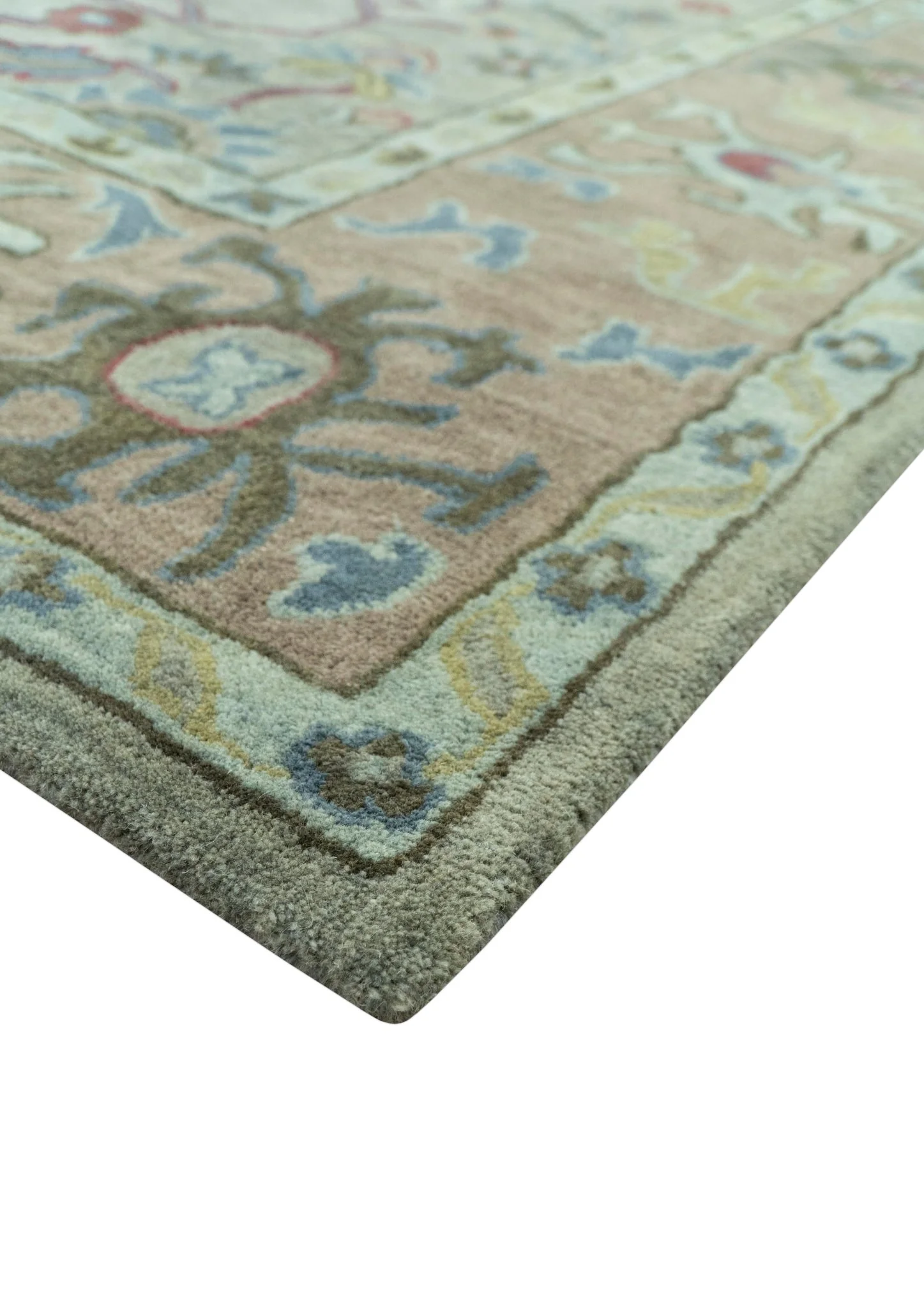 Custom Made Beige and peach Traditional Oushak Design Hand Tufted Wool Rug - Image 9