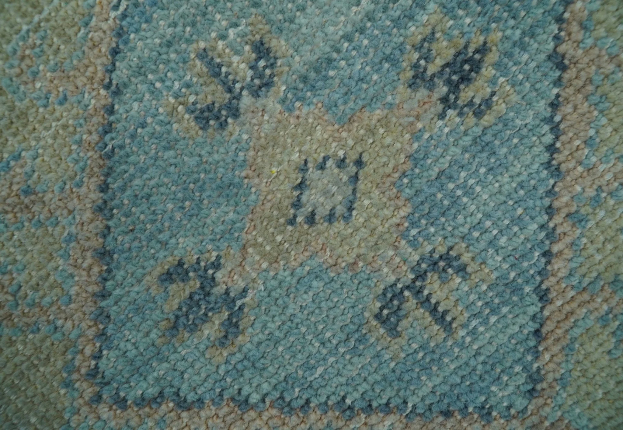 Custom Made Blue And Beige Turkish Design Hand knotted Wool Area Rug - Image 7