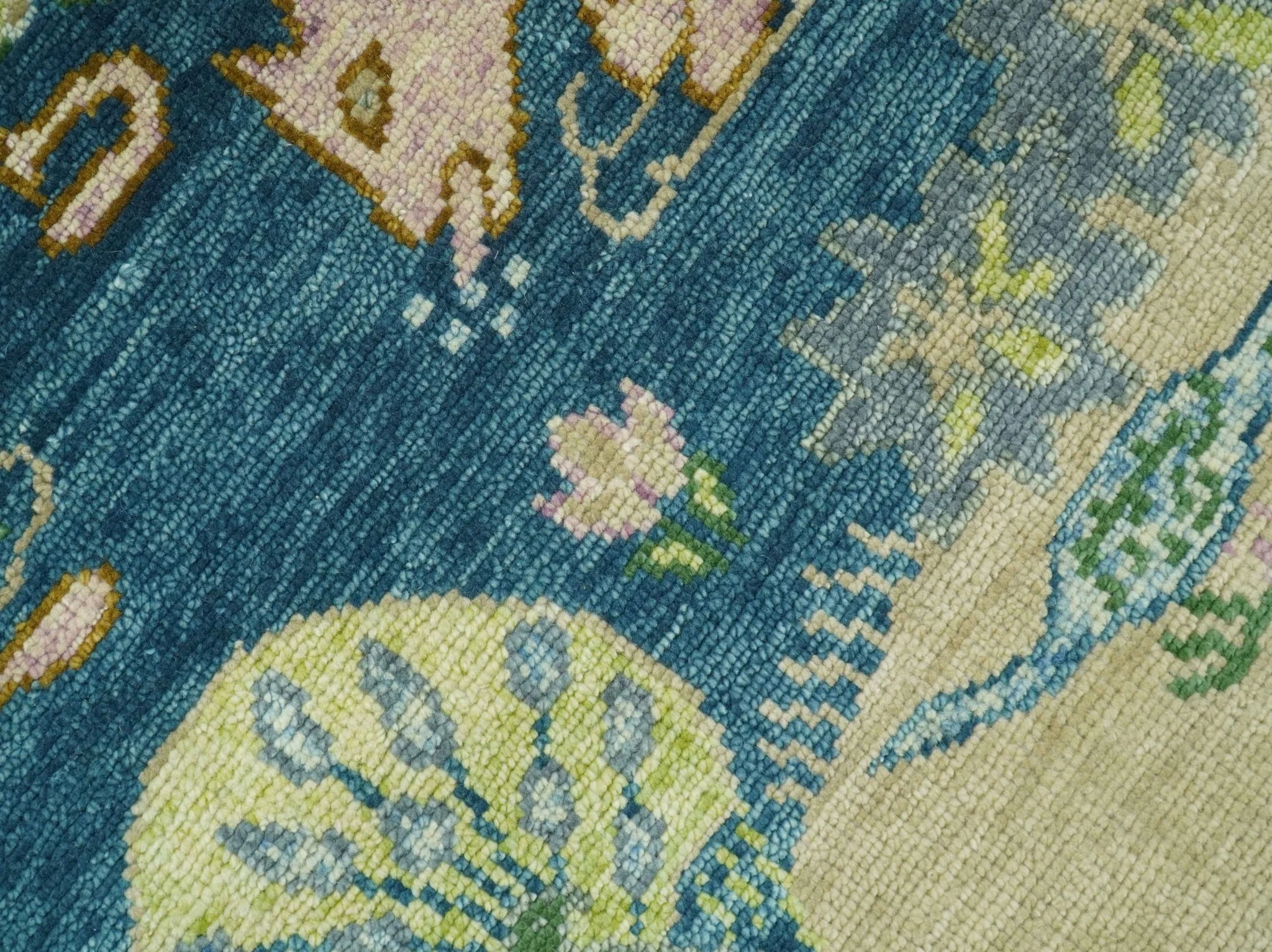 The Jungle Pond Custom Made Blue And Beige Hand Knotted Wool Area Rug - Image 5