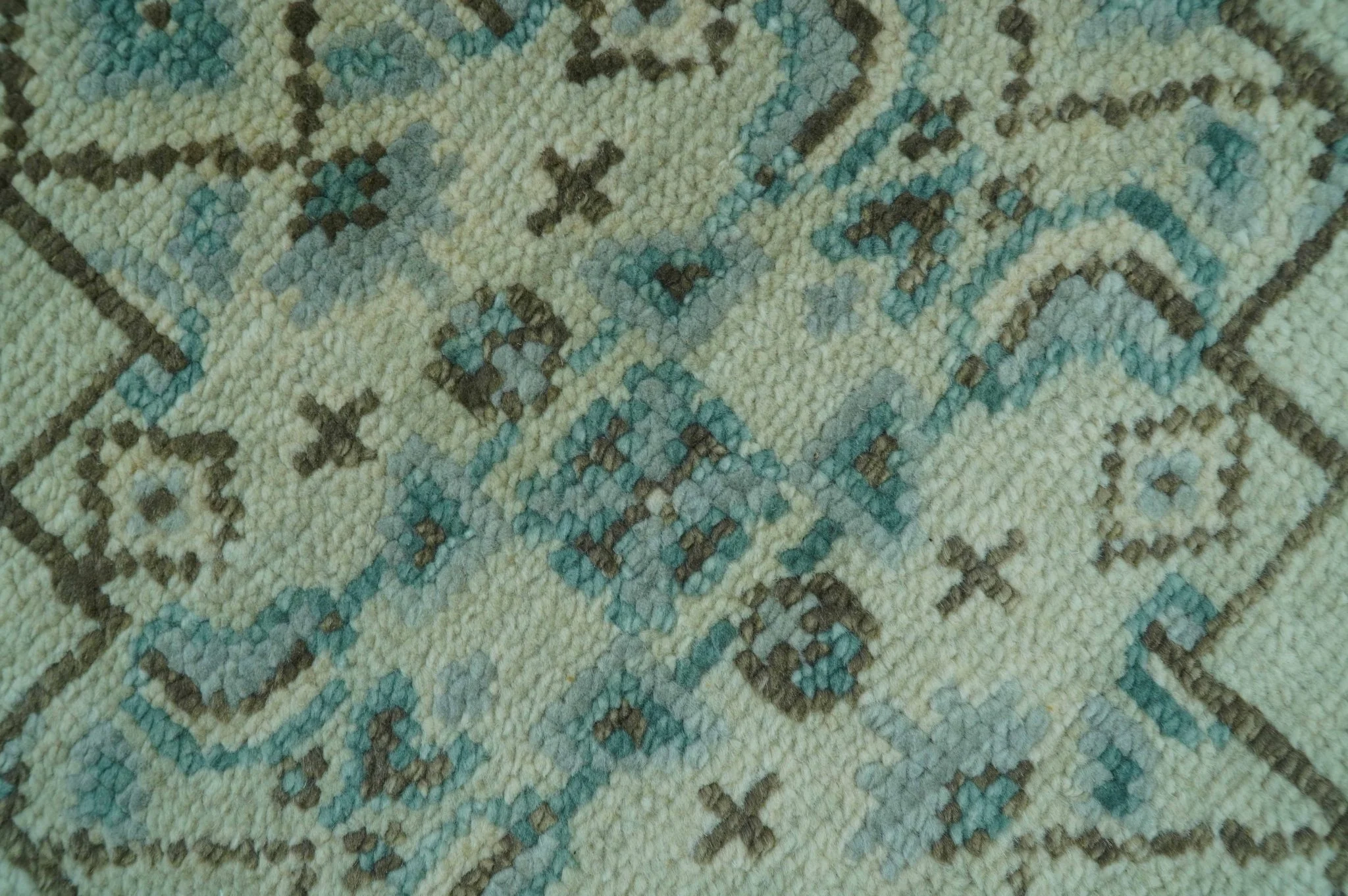 Custom Made Blue And Gray Traditional Medallion Hand Knotted Wool Rug - Image 7