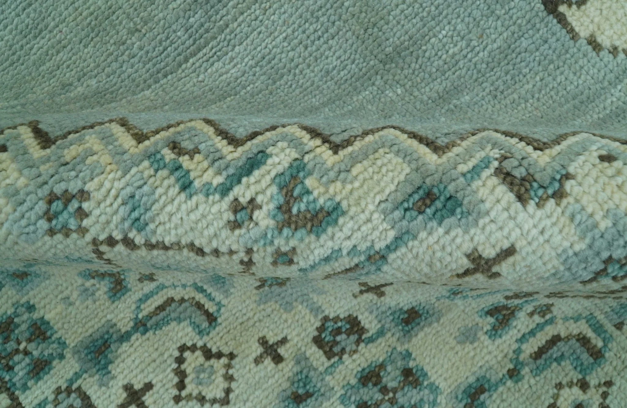 Custom Made Blue And Gray Traditional Medallion Hand Knotted Wool Rug - Image 8