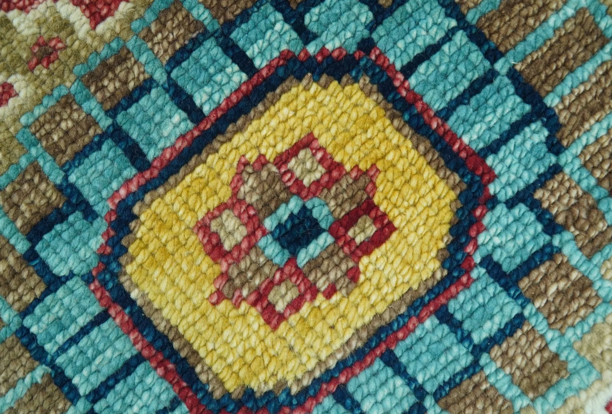 Custom Made Blue And Olive Traditional Medallion Hand Knotted Wool Rug - Image 9