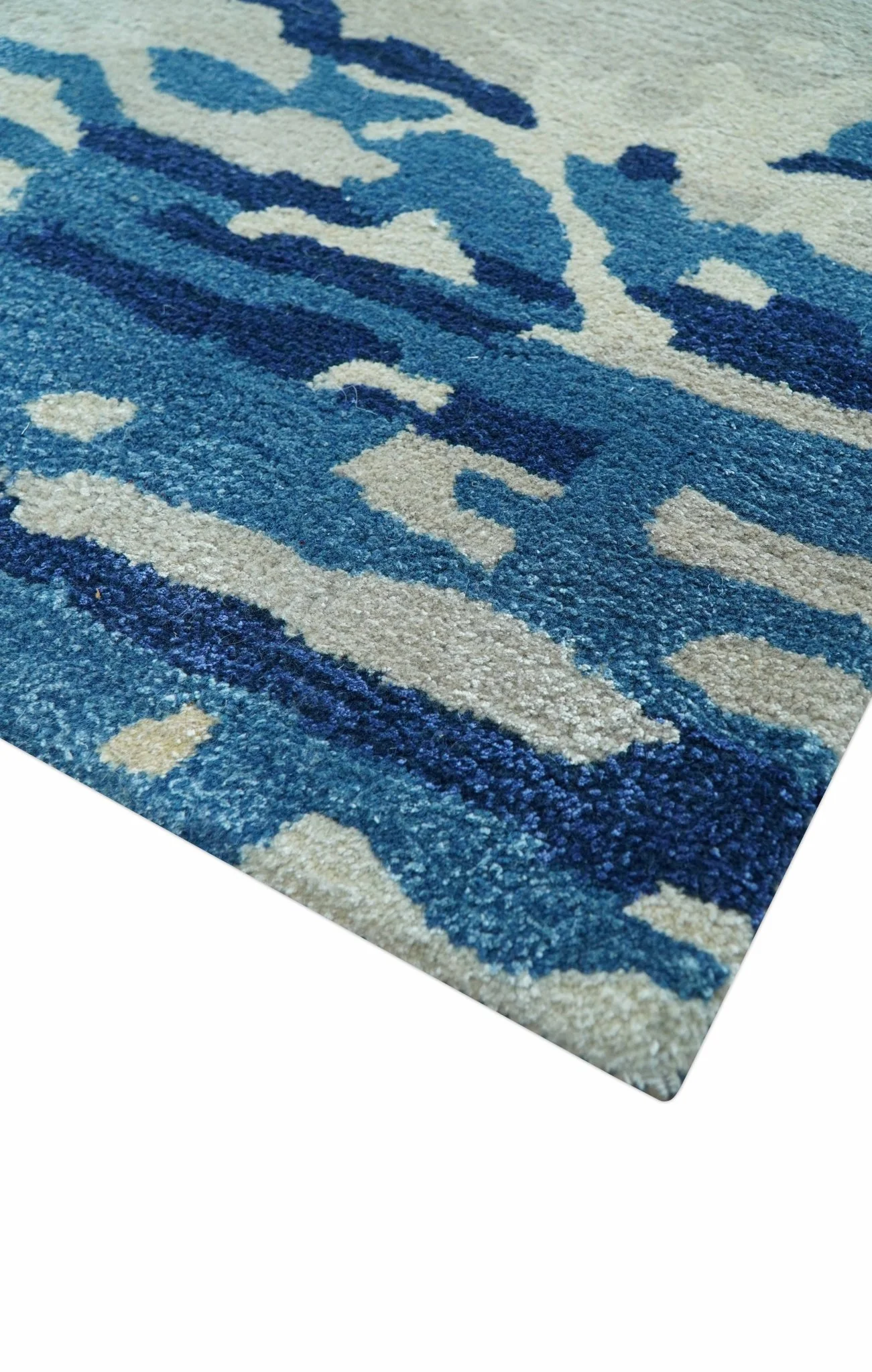 Custom Made Blue Modern Abstract Design Hand Tufted  Area Rug - Image 11