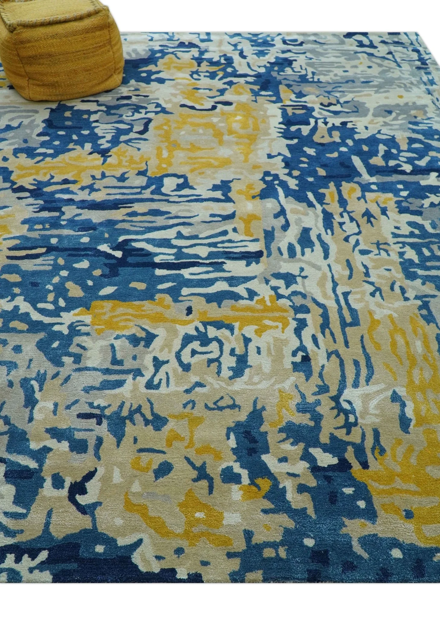 Custom Made Blue Modern Abstract Design Hand Tufted  Area Rug - Image 3