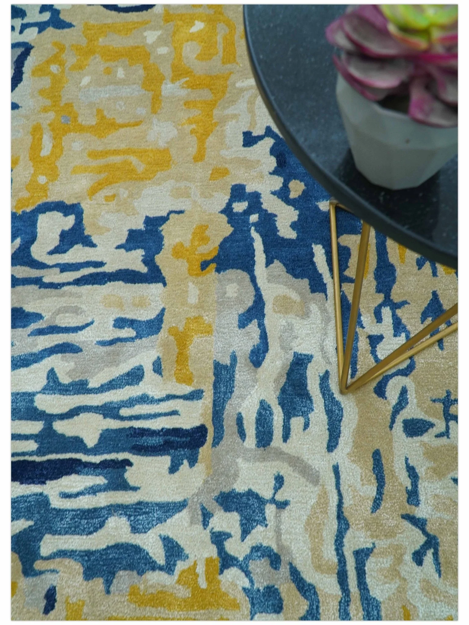 Custom Made Blue Modern Abstract Design Hand Tufted  Area Rug - Image 4