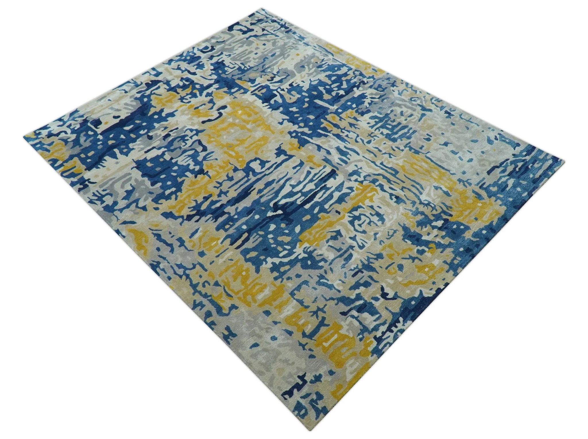 Custom Made Blue Modern Abstract Design Hand Tufted  Area Rug - Image 6