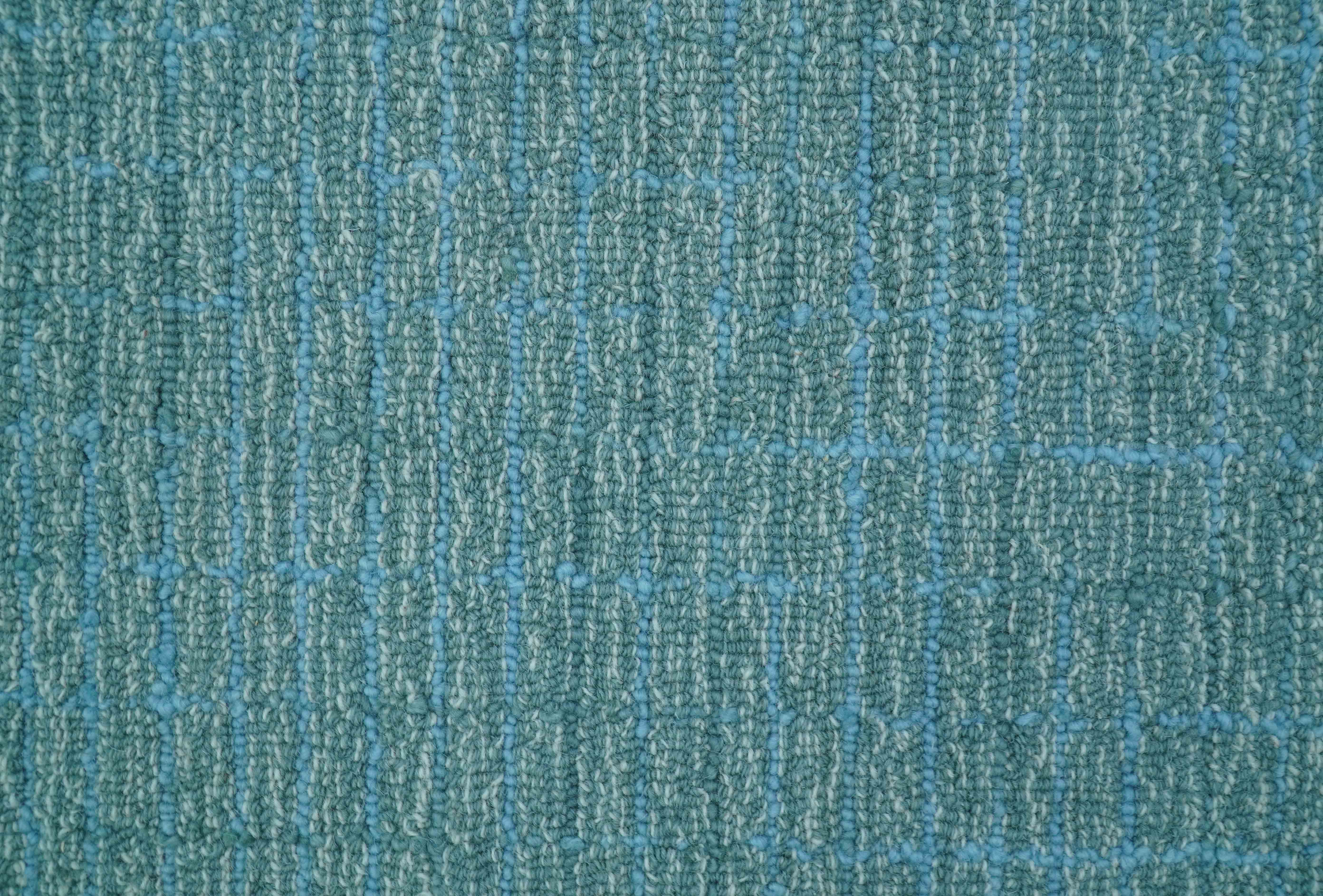Custom Made Blue Modern Style Hand Tufted Wool Rug - Image 3