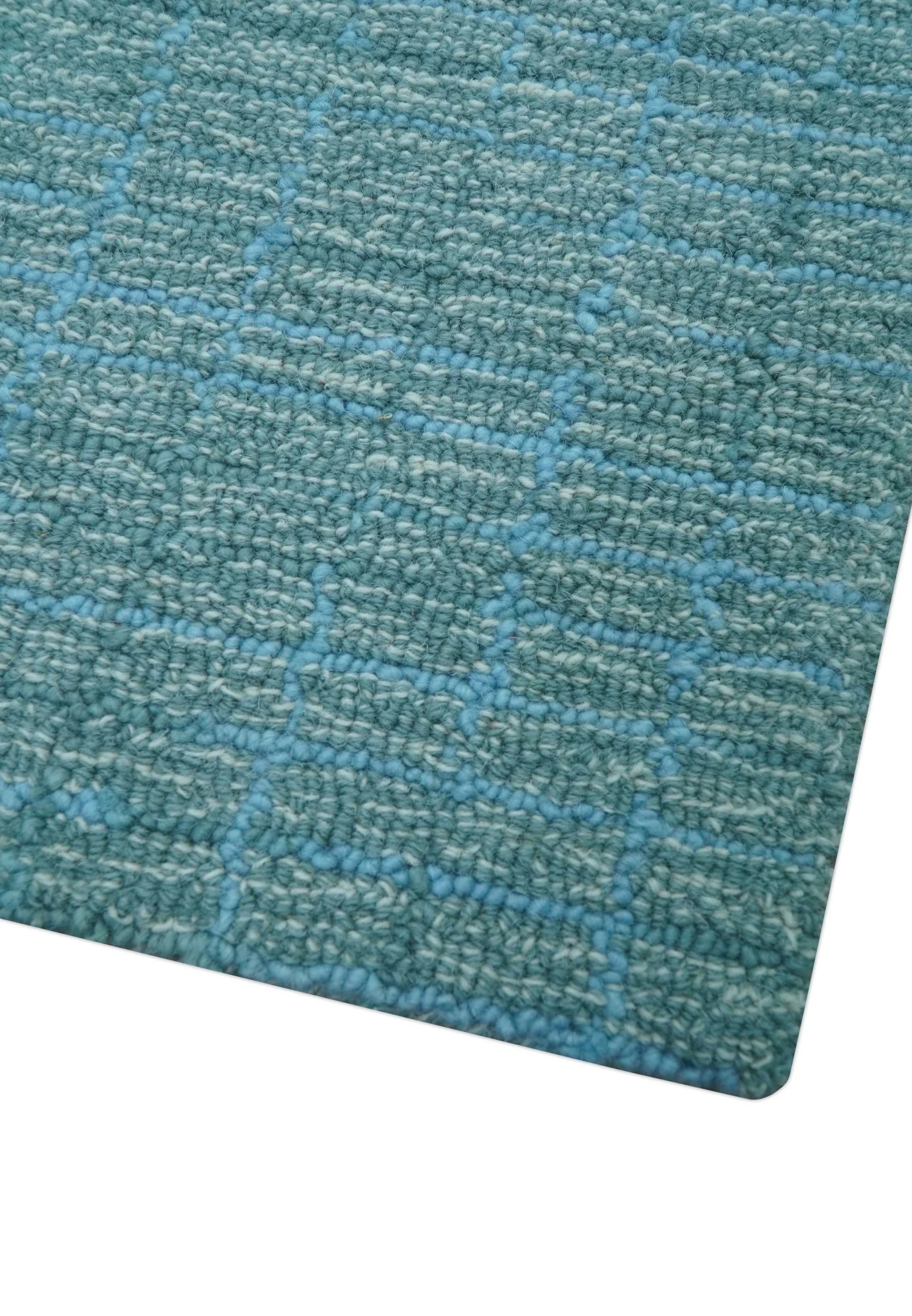 Custom Made Blue Modern Style Hand Tufted Wool Rug - Image 7