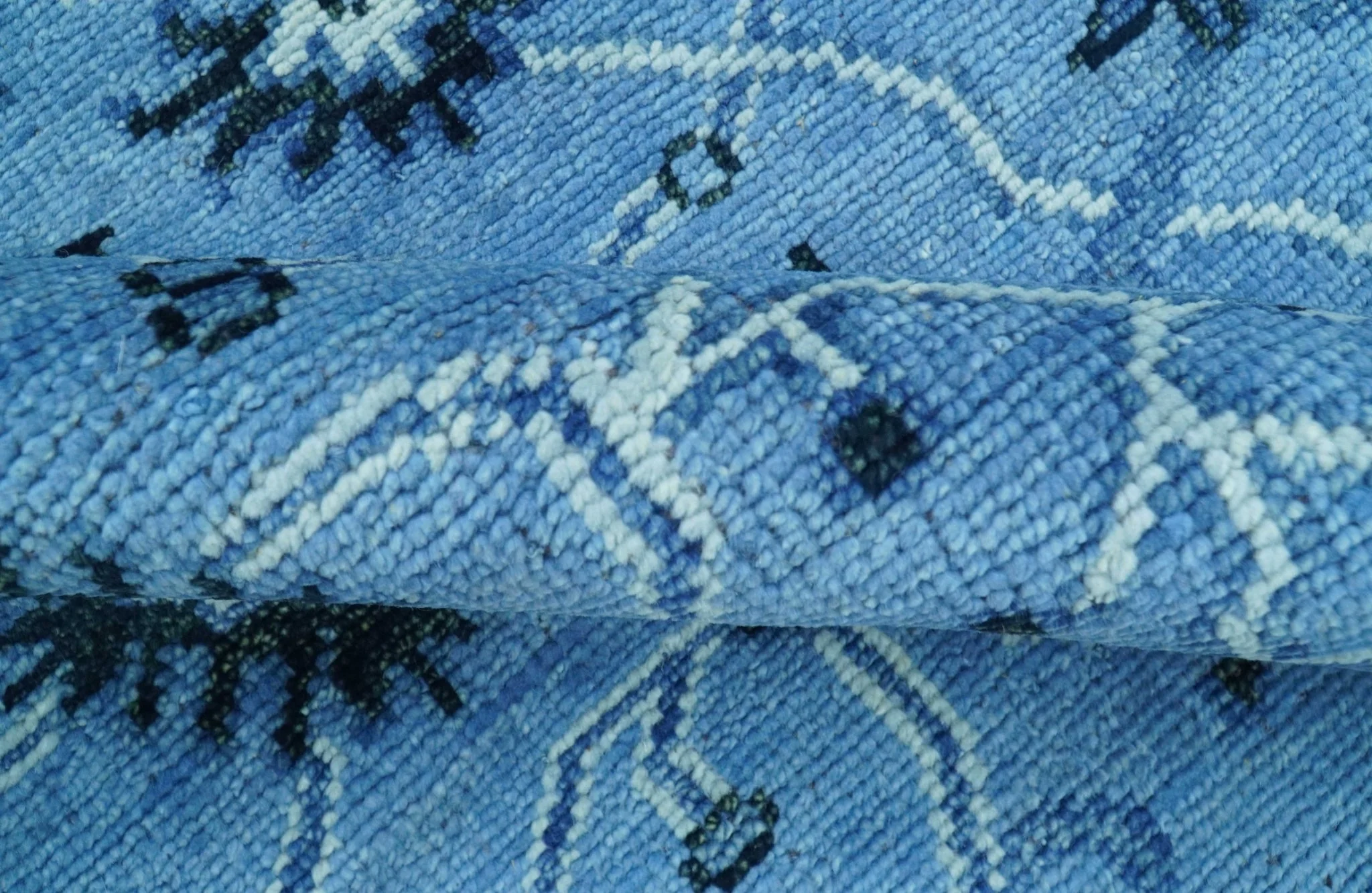 Custom Made Blue Traditional Persian Design Hand Knotted Wool Rug - Image 8
