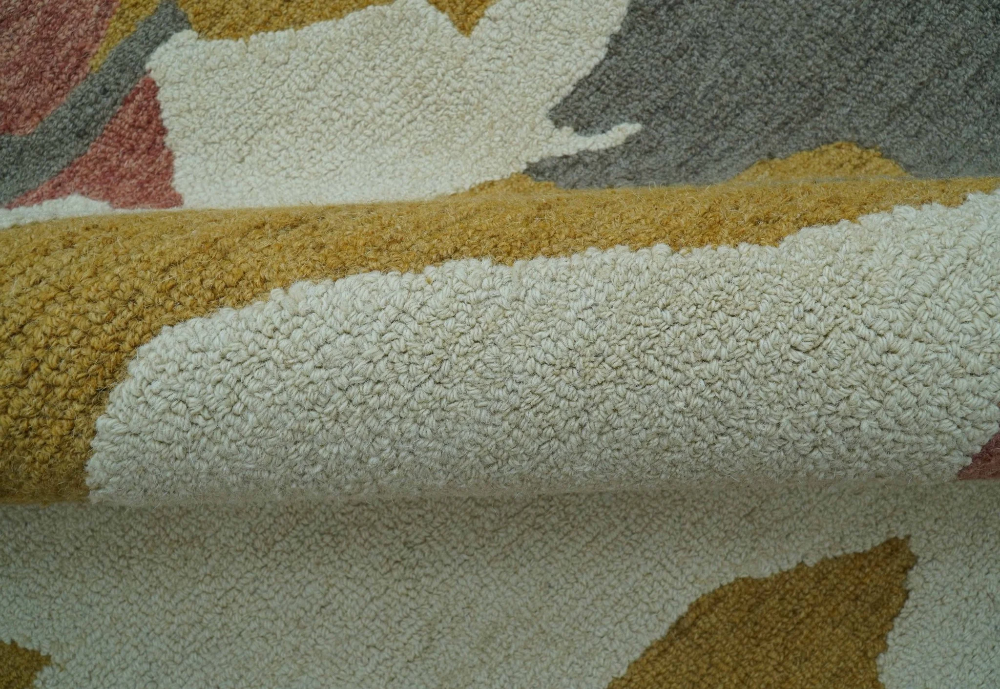 Custom Made Contemporary Abstract Ivory, Yellow And Rust Hand Tufted Wool Area Rug - Image 4