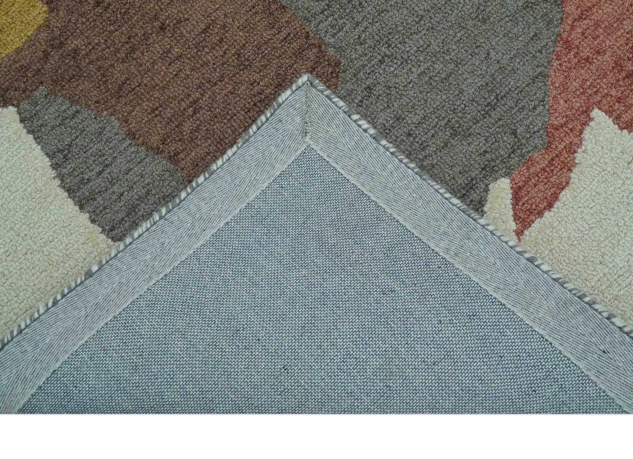 Custom Made Contemporary Abstract Ivory, Yellow And Rust Hand Tufted Wool Area Rug - Image 6