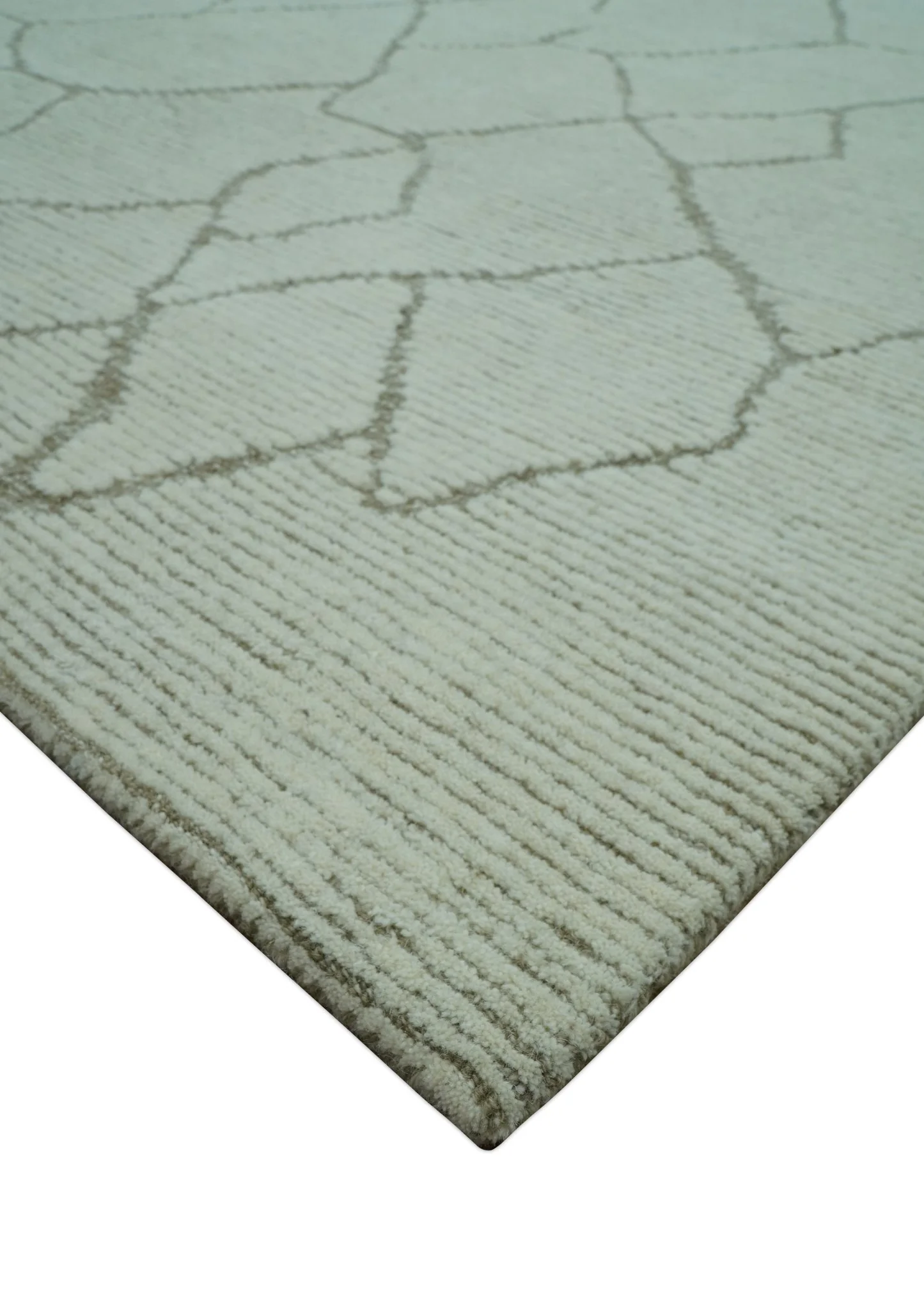 Custom Made Contemporary Pattern Brown And Ivory Hand Tufted Wool Area Rug - Image 3